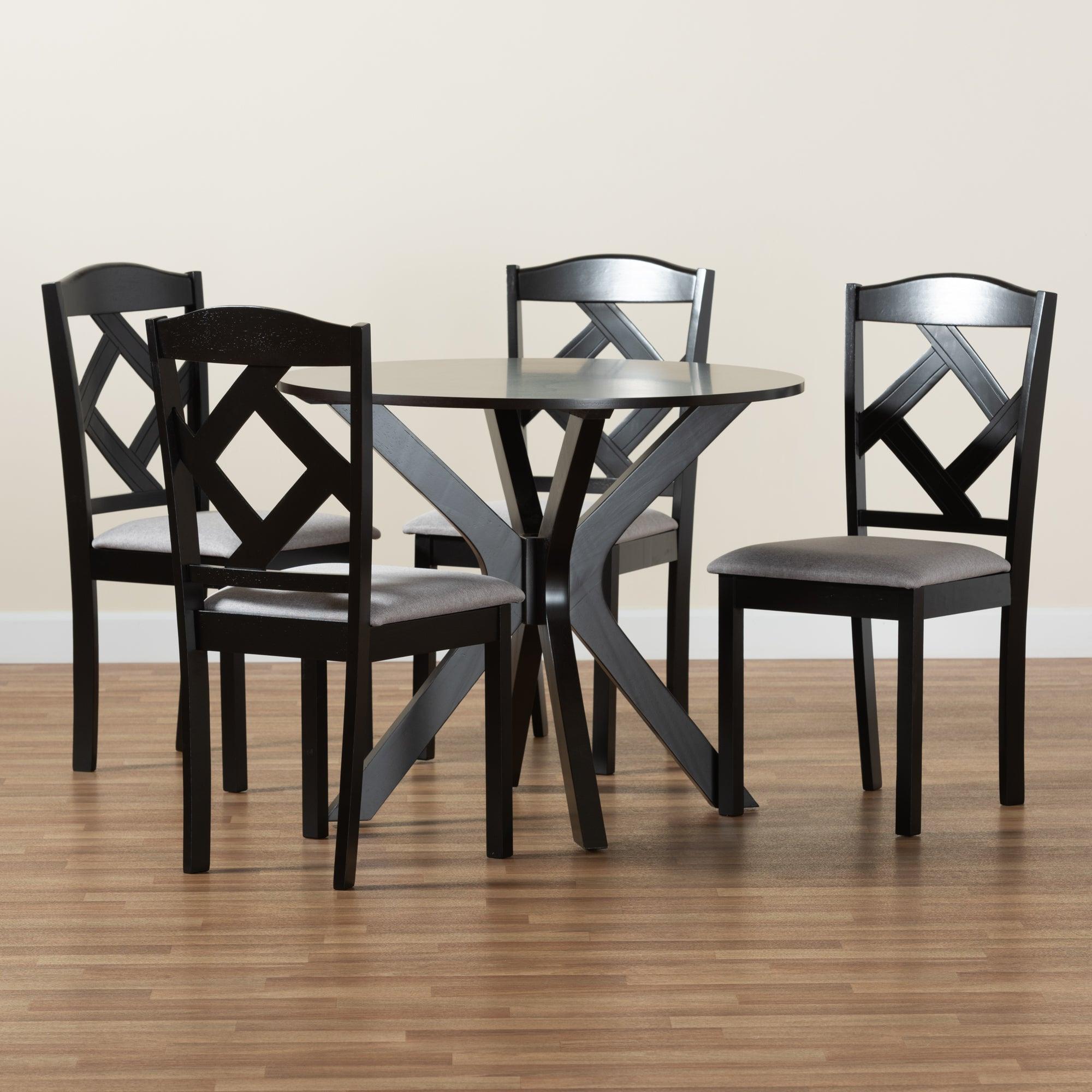 Carlin Modern Transitional Fabric Upholstered and Finished Wood 5-Piece Dining Set