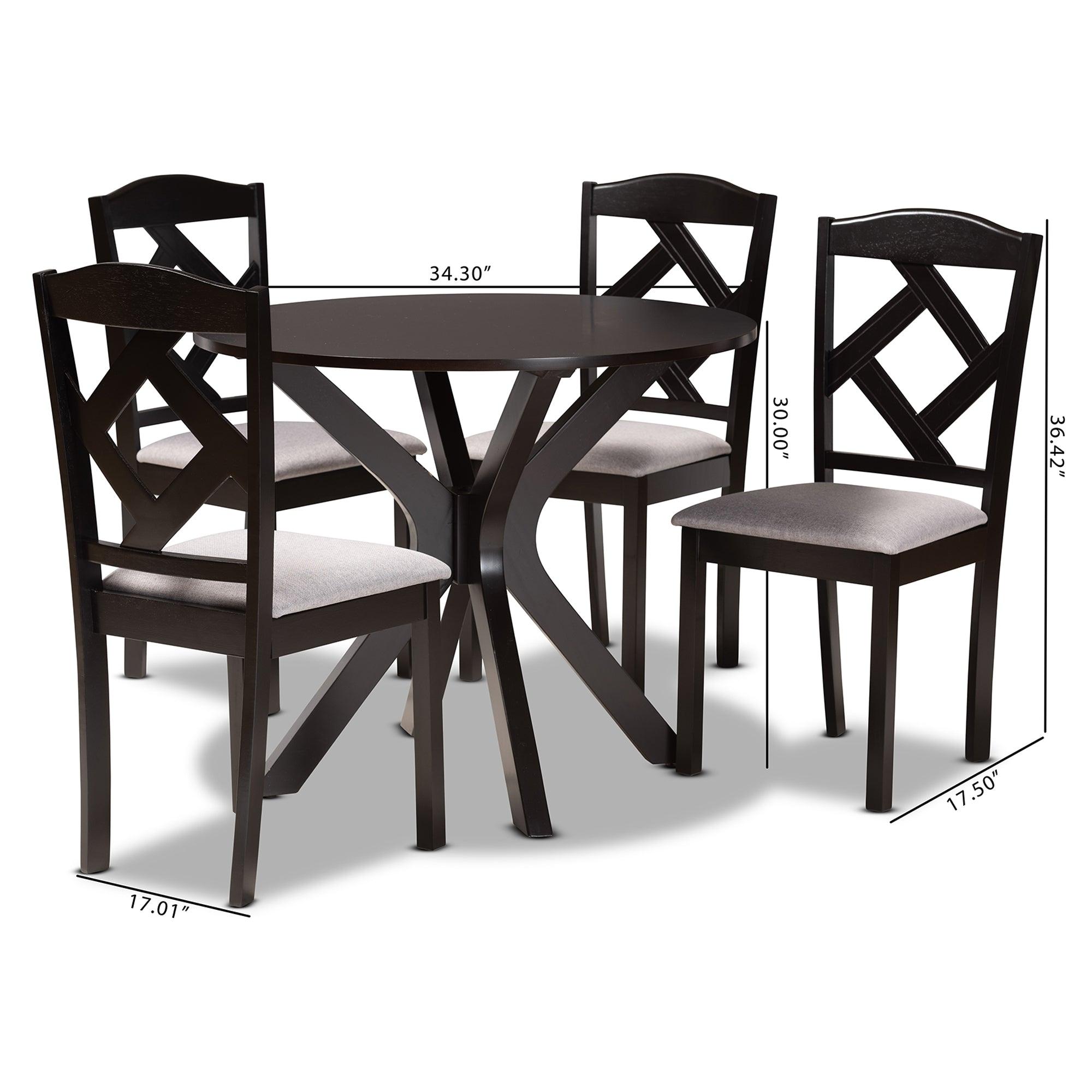 Carlin Modern Transitional Fabric Upholstered and Finished Wood 5-Piece Dining Set