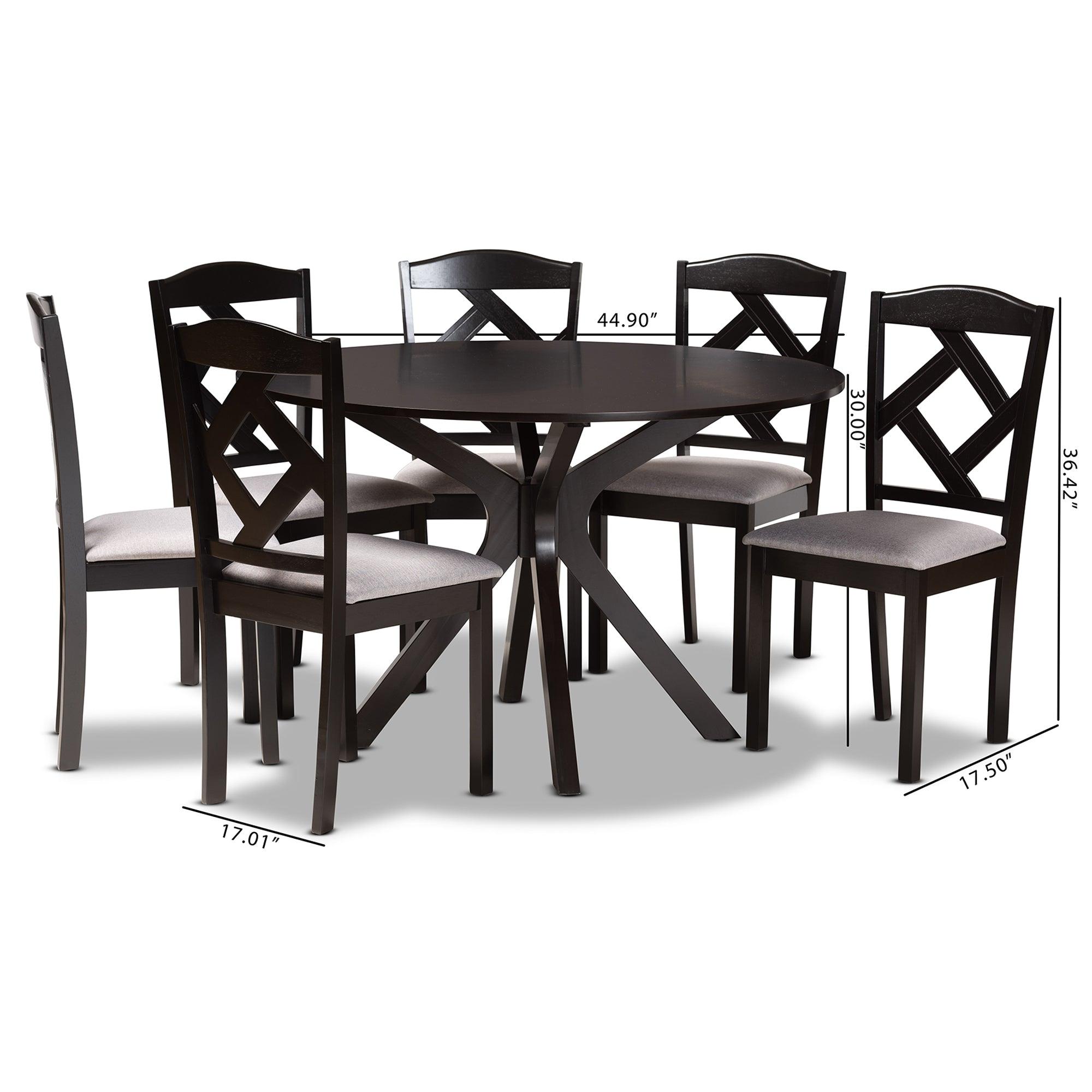 Carlin Modern Transitional Fabric Upholstered and Finished Wood 7-Piece Dining Set