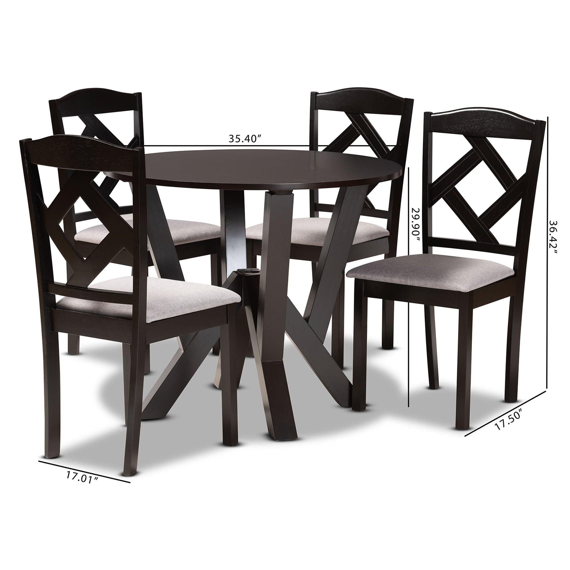 Riona Modern Transitional Fabric Upholstered and Finished Wood 5-Piece Dining Set