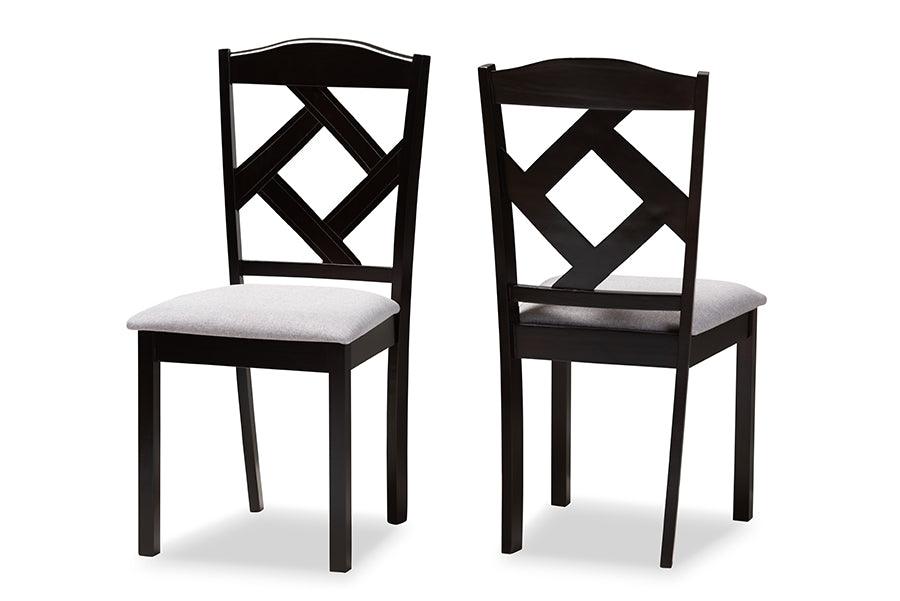 Ruth Modern and Contemporary Fabric Upholstered and Espresso Finished Dining Chair Set of 2