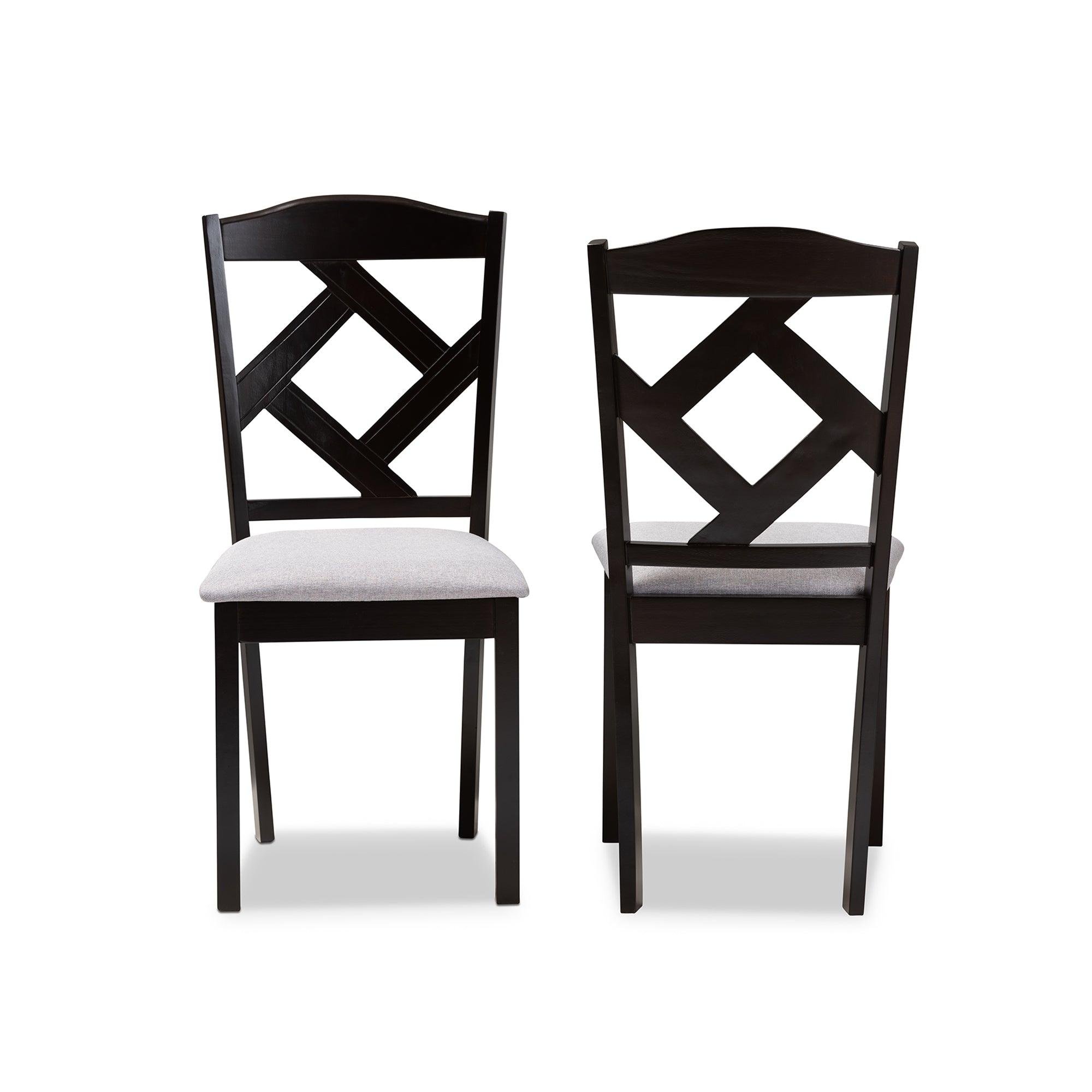 Ruth Modern and Contemporary Fabric Upholstered and Espresso Finished Dining Chair Set of 2