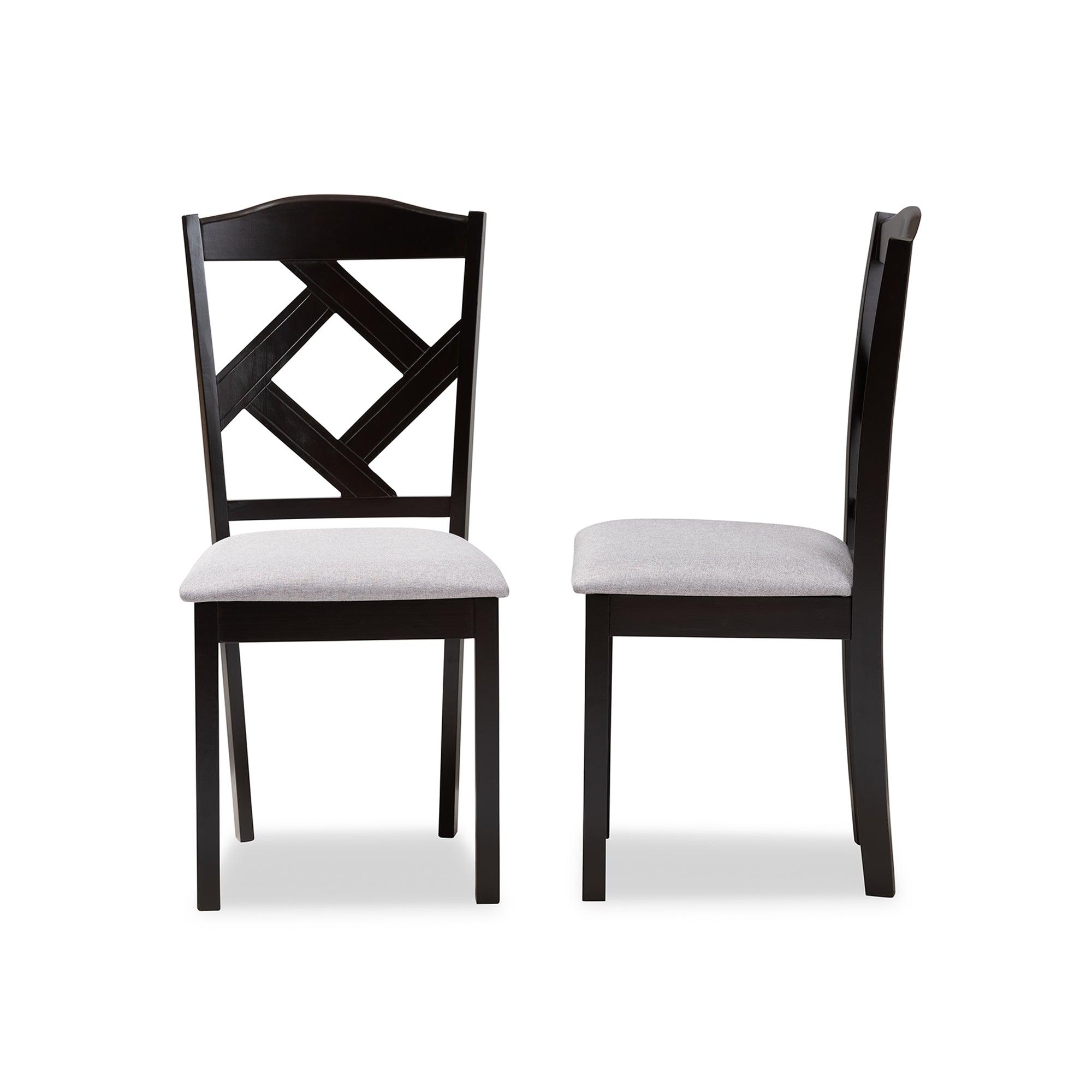 Ruth Modern and Contemporary Fabric Upholstered and Espresso Finished Dining Chair Set of 2