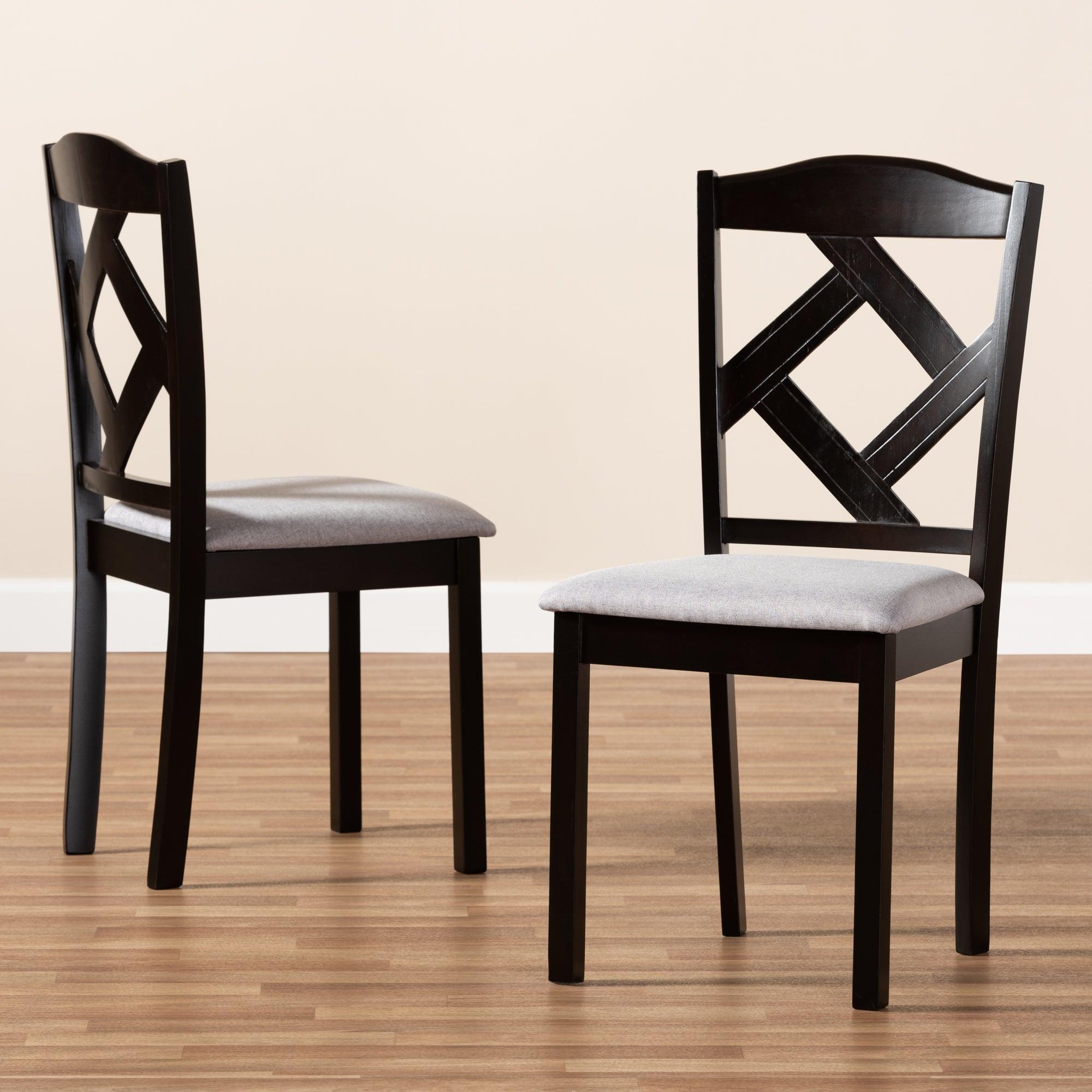 Ruth Modern and Contemporary Fabric Upholstered and Espresso Finished Dining Chair Set of 2