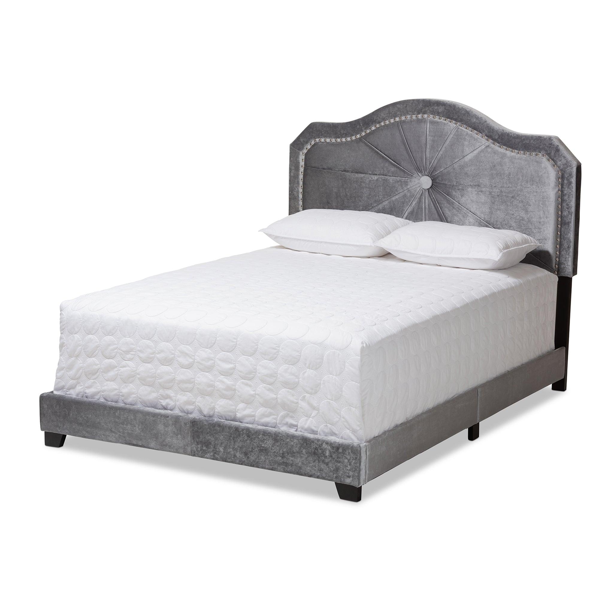 Embla Modern and Contemporary Velvet Fabric Upholstered Bed