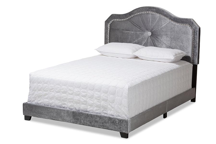 Embla Modern and Contemporary Velvet Fabric Upholstered Bed