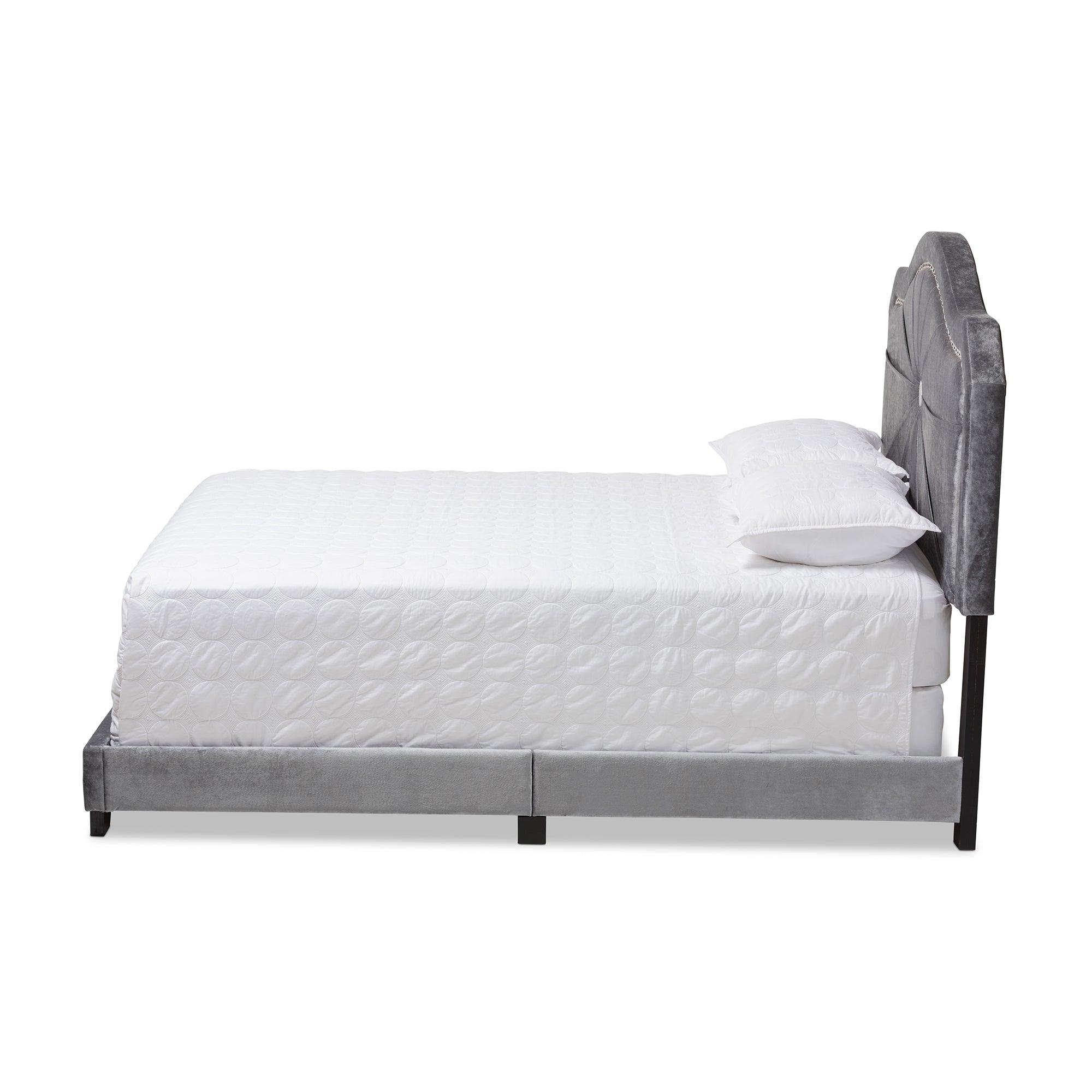 Embla Modern and Contemporary Velvet Fabric Upholstered Bed