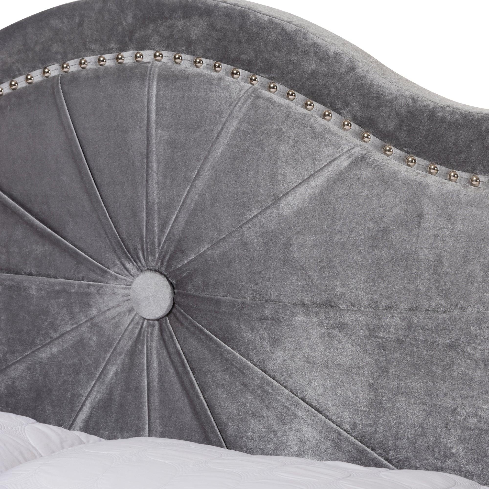 Embla Modern and Contemporary Velvet Fabric Upholstered Bed