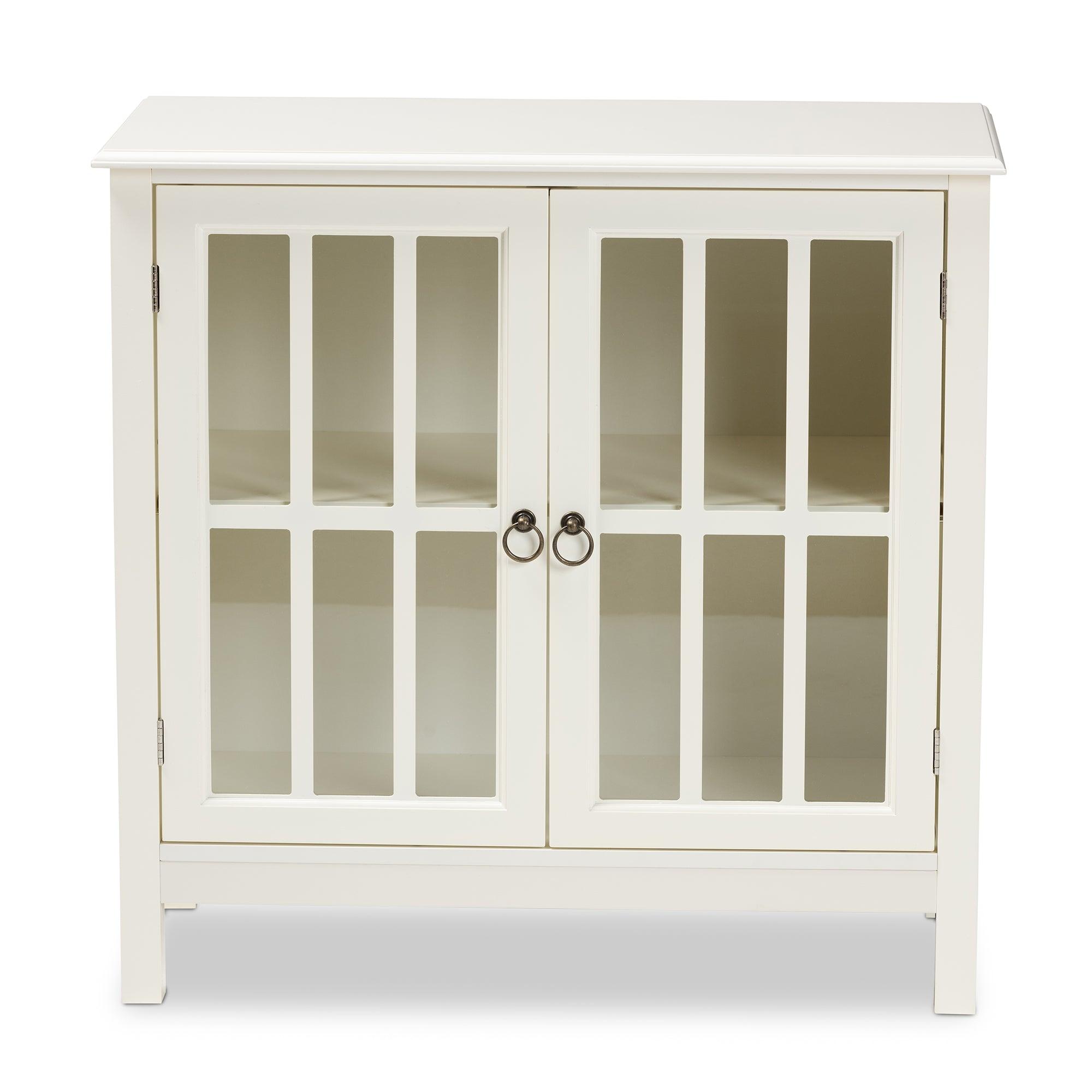 Kendall Classic and Traditional Finished Wood and Glass Kitchen Storage Cabinet