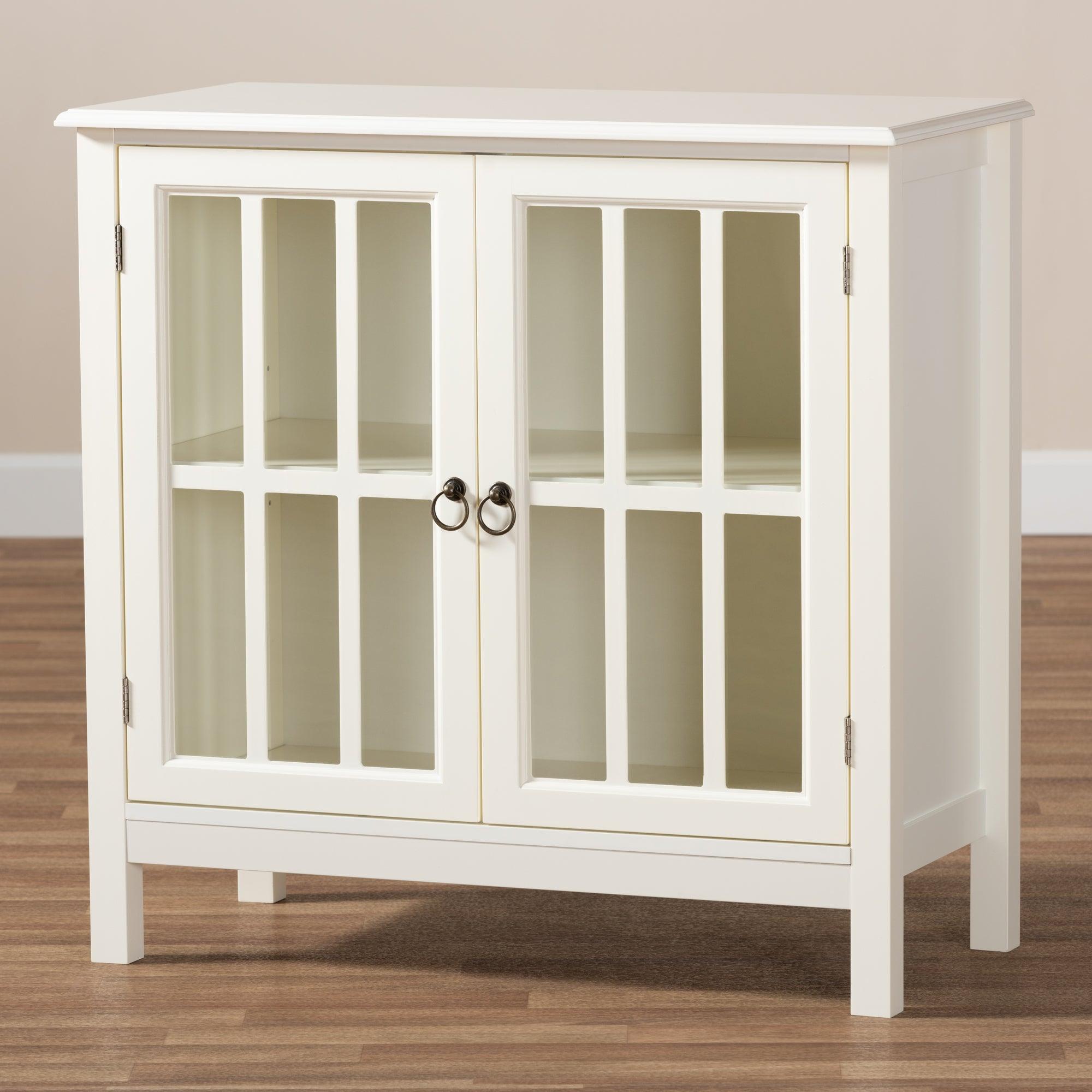 Kendall Classic and Traditional Finished Wood and Glass Kitchen Storage Cabinet