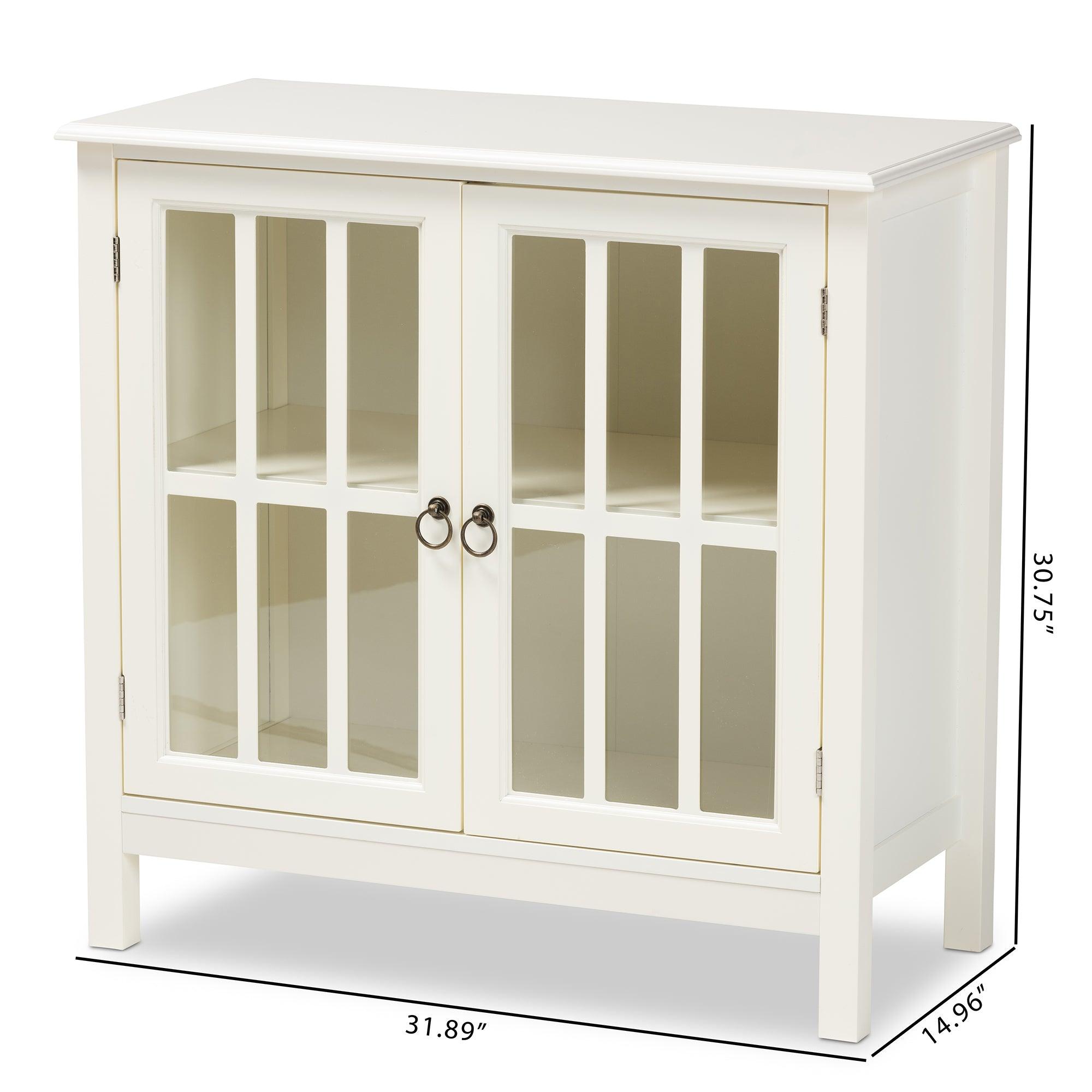 Kendall Classic and Traditional Finished Wood and Glass Kitchen Storage Cabinet