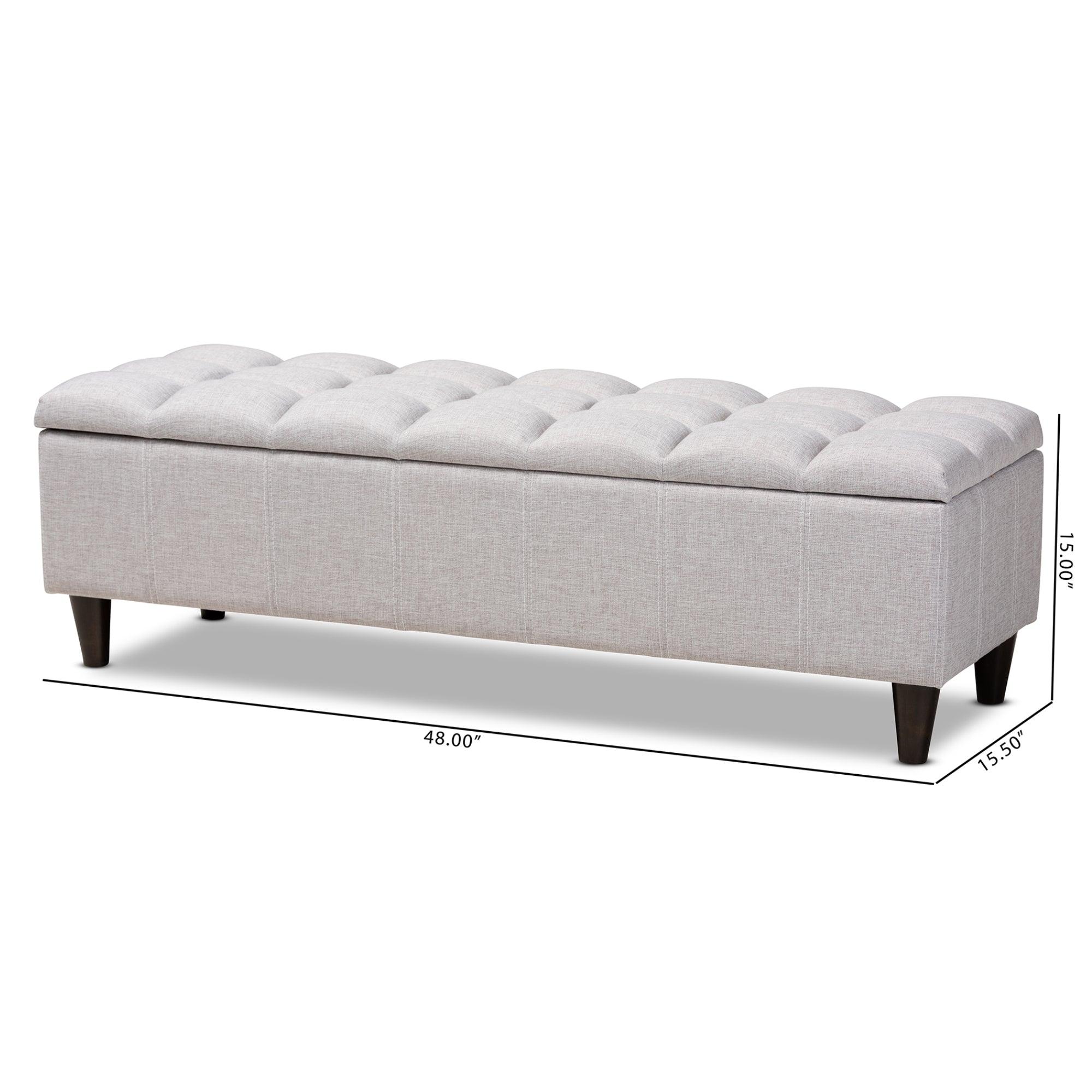 Brette Mid-Century Modern ish Fabric Upholstered Finished Wood Storage Bench Ottoman