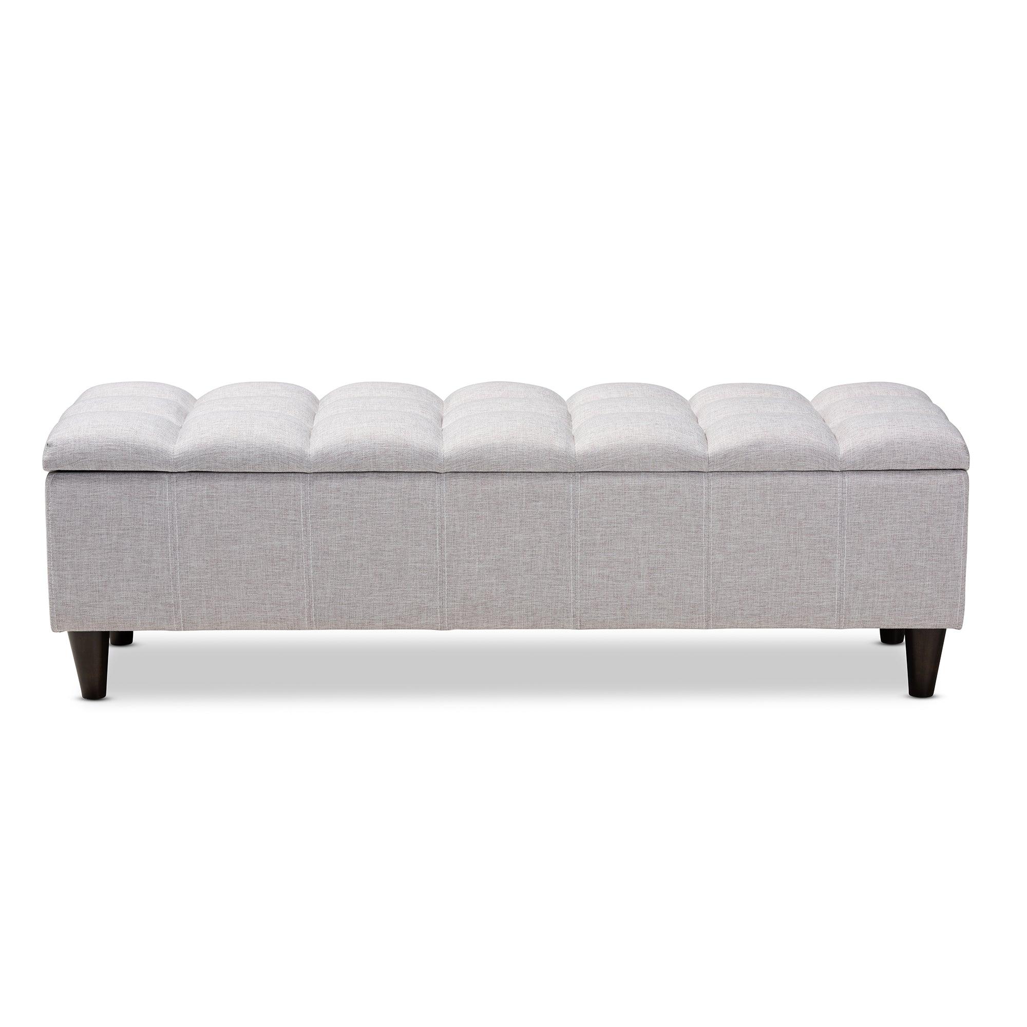 Brette Mid-Century Modern ish Fabric Upholstered Finished Wood Storage Bench Ottoman