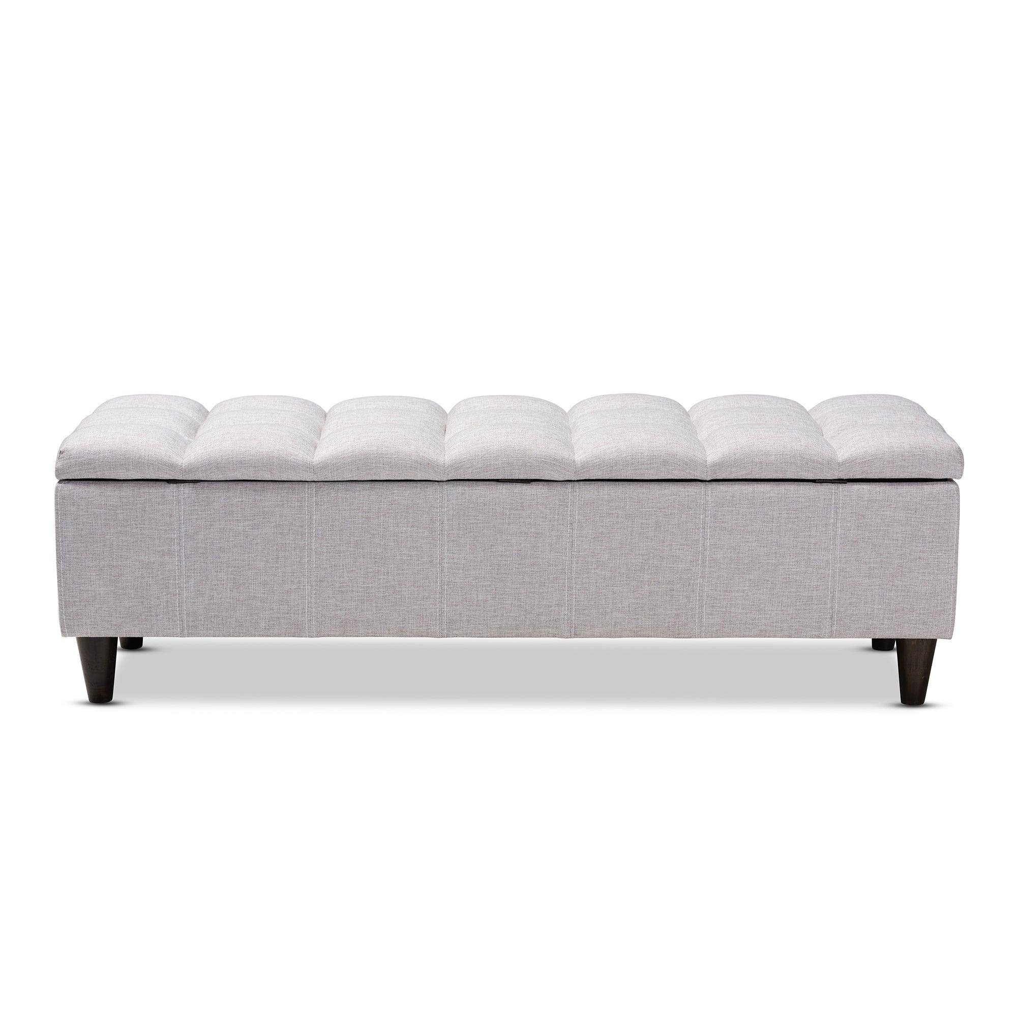 Brette Mid-Century Modern ish Fabric Upholstered Finished Wood Storage Bench Ottoman