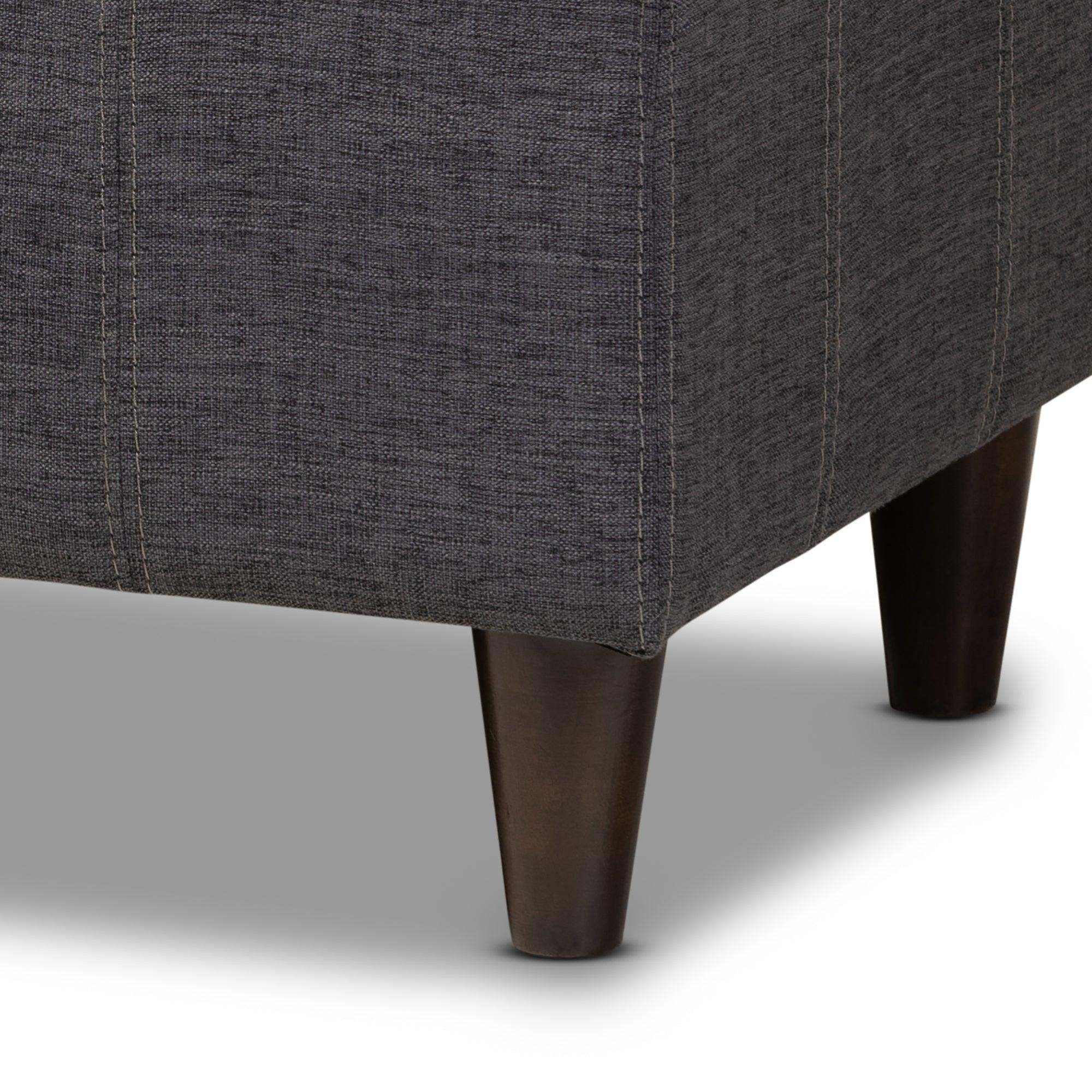 Brette Mid-Century Modern Fabric Upholstered Finished Wood Storage Bench Ottoman