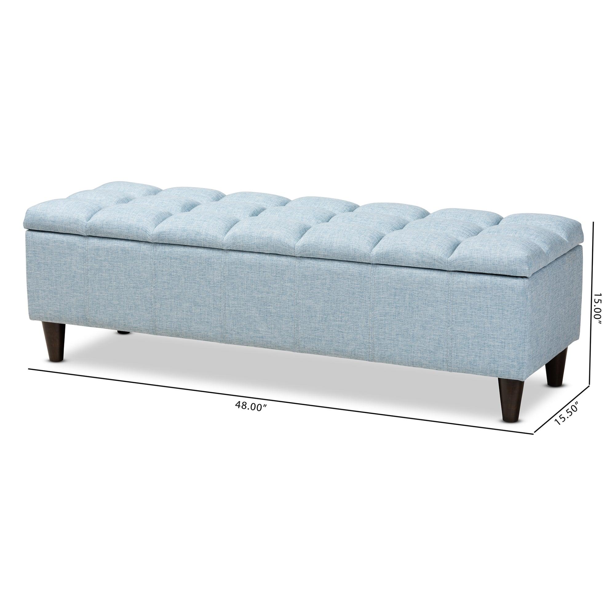 Brette Mid-Century Modern Fabric Upholstered Finished Wood Storage Bench Ottoman