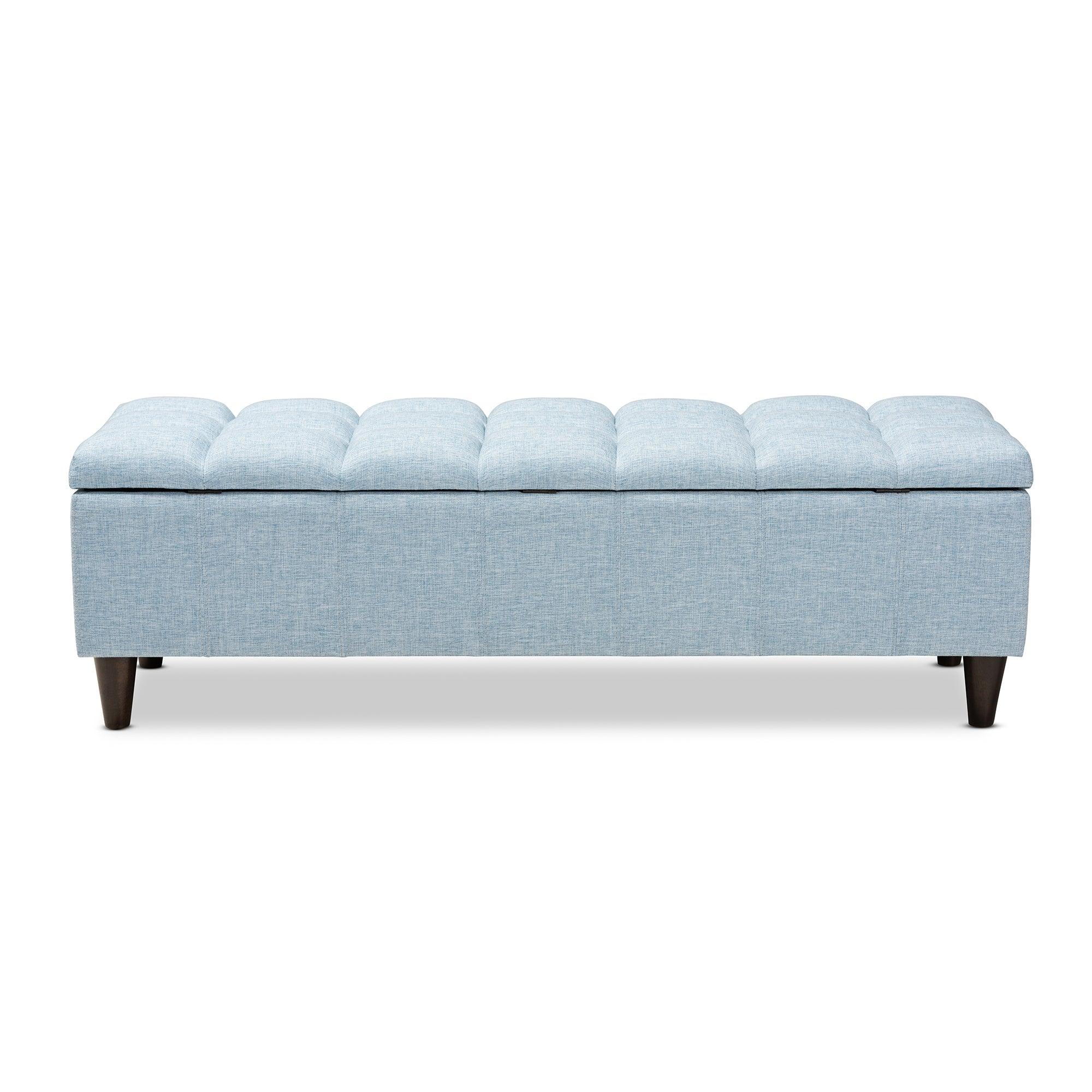 Brette Mid-Century Modern Fabric Upholstered Finished Wood Storage Bench Ottoman