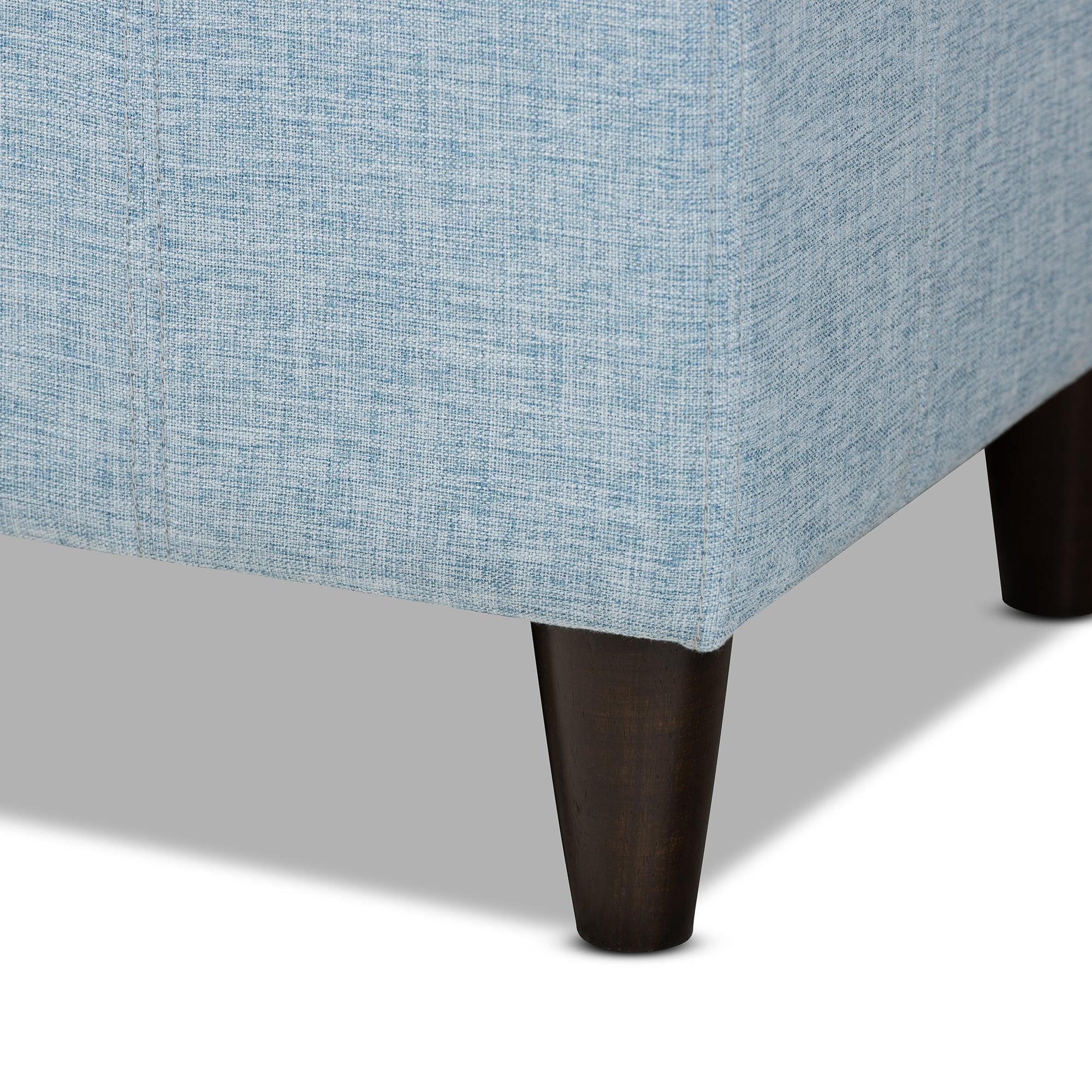 Brette Mid-Century Modern Fabric Upholstered Finished Wood Storage Bench Ottoman