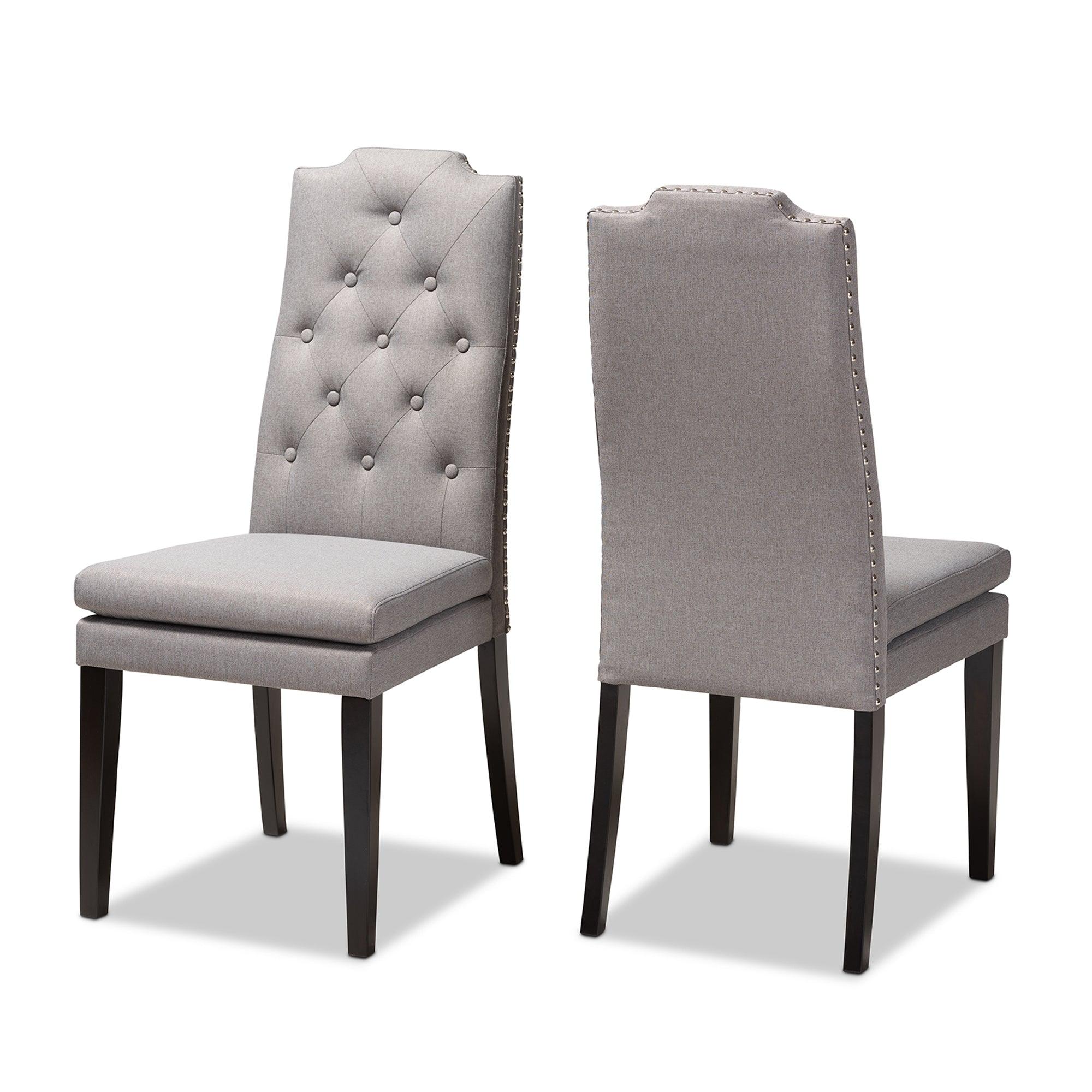 Dylin Modern and Contemporary Fabric Upholstered Button Tufted Wood Dining Chair Set of 2