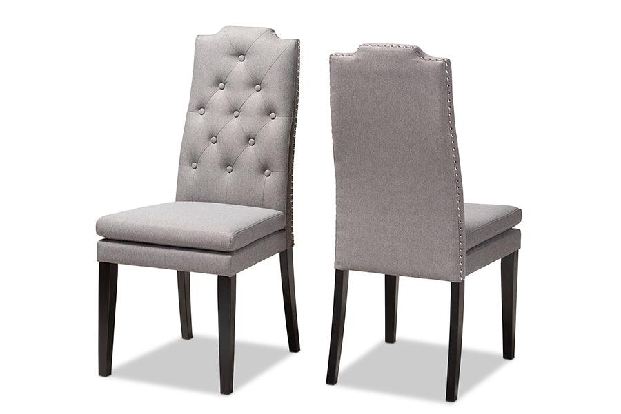 Dylin Modern and Contemporary Fabric Upholstered Button Tufted Wood Dining Chair Set of 2