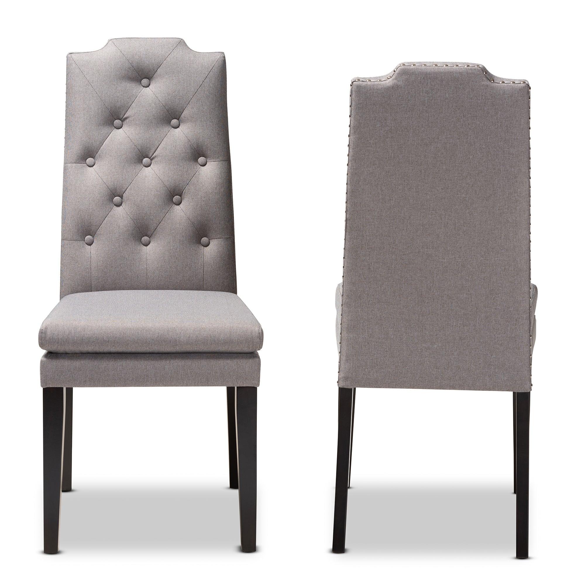 Dylin Modern and Contemporary Fabric Upholstered Button Tufted Wood Dining Chair Set of 2