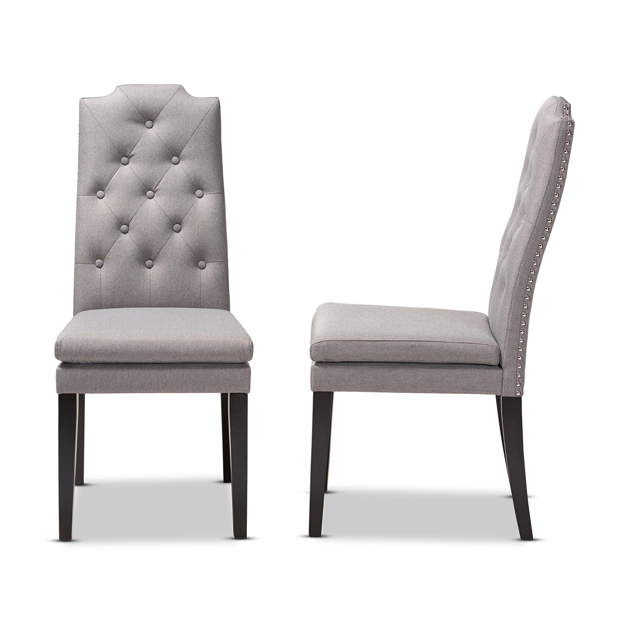 Dylin Modern and Contemporary Fabric Upholstered Button Tufted Wood Dining Chair Set of 2