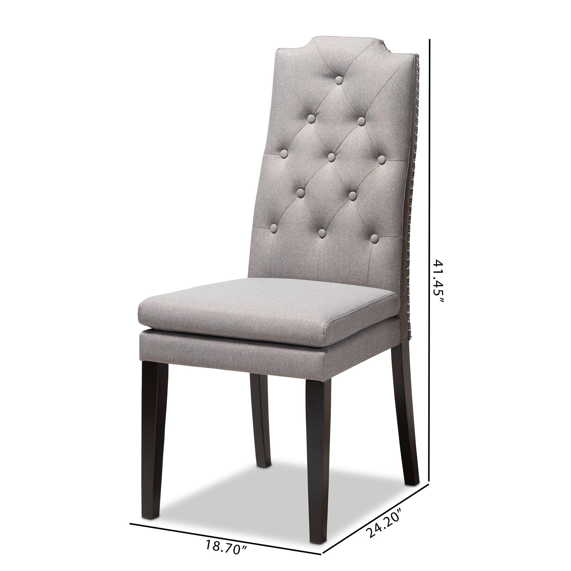 Dylin Modern and Contemporary Fabric Upholstered Button Tufted Wood Dining Chair Set of 2