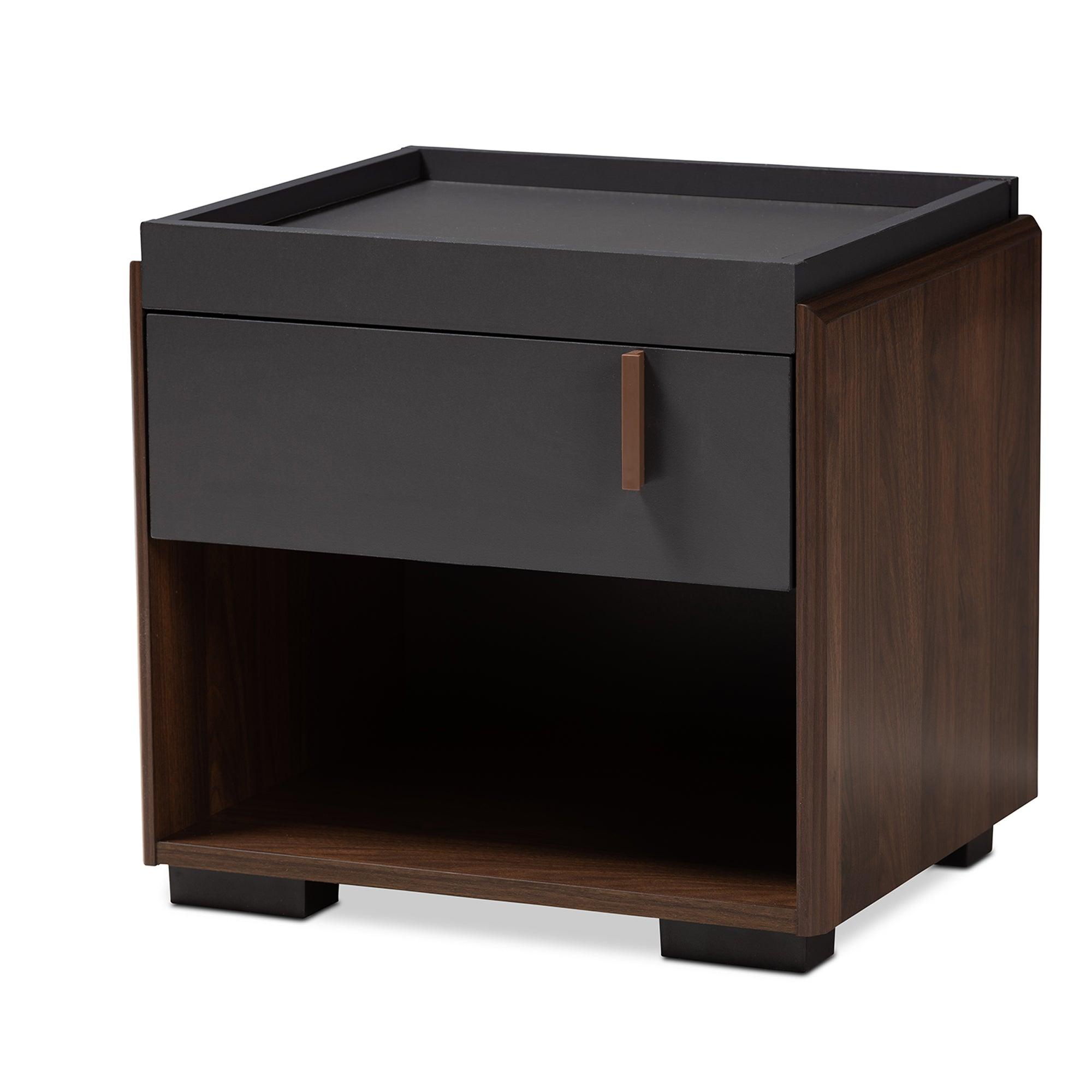 Rikke Modern and Contemporary Two-Tone and Finished Wood 1-Drawer Nightstand