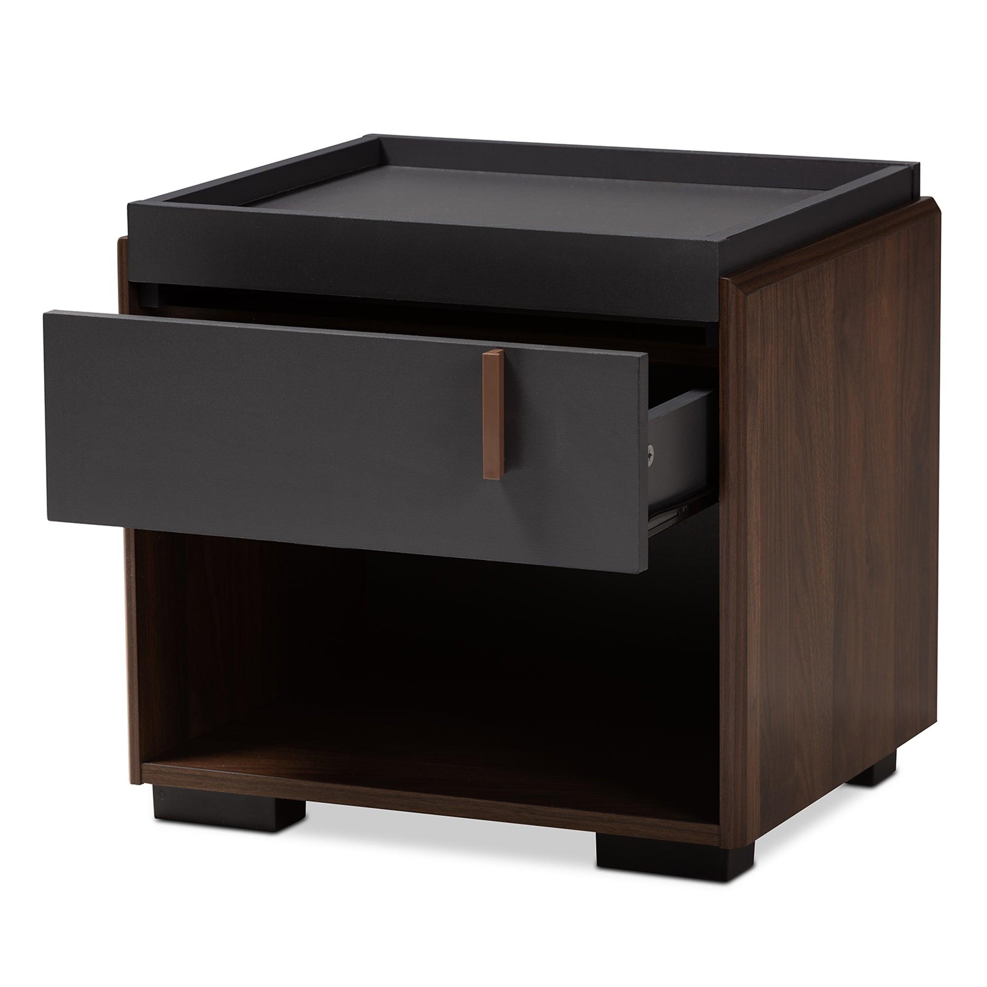 Rikke Modern and Contemporary Two-Tone and Finished Wood 1-Drawer Nightstand