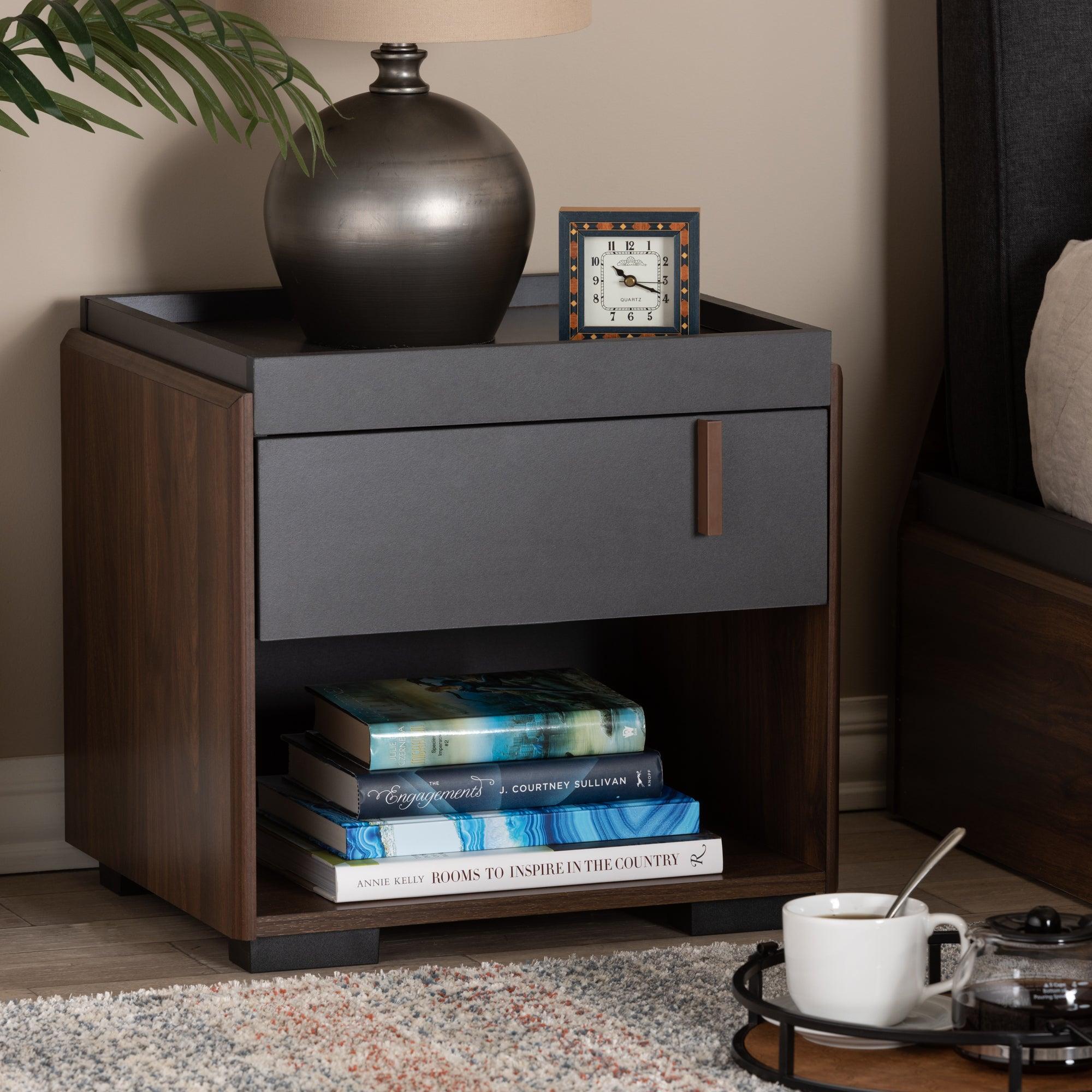 Rikke Modern and Contemporary Two-Tone and Finished Wood 1-Drawer Nightstand