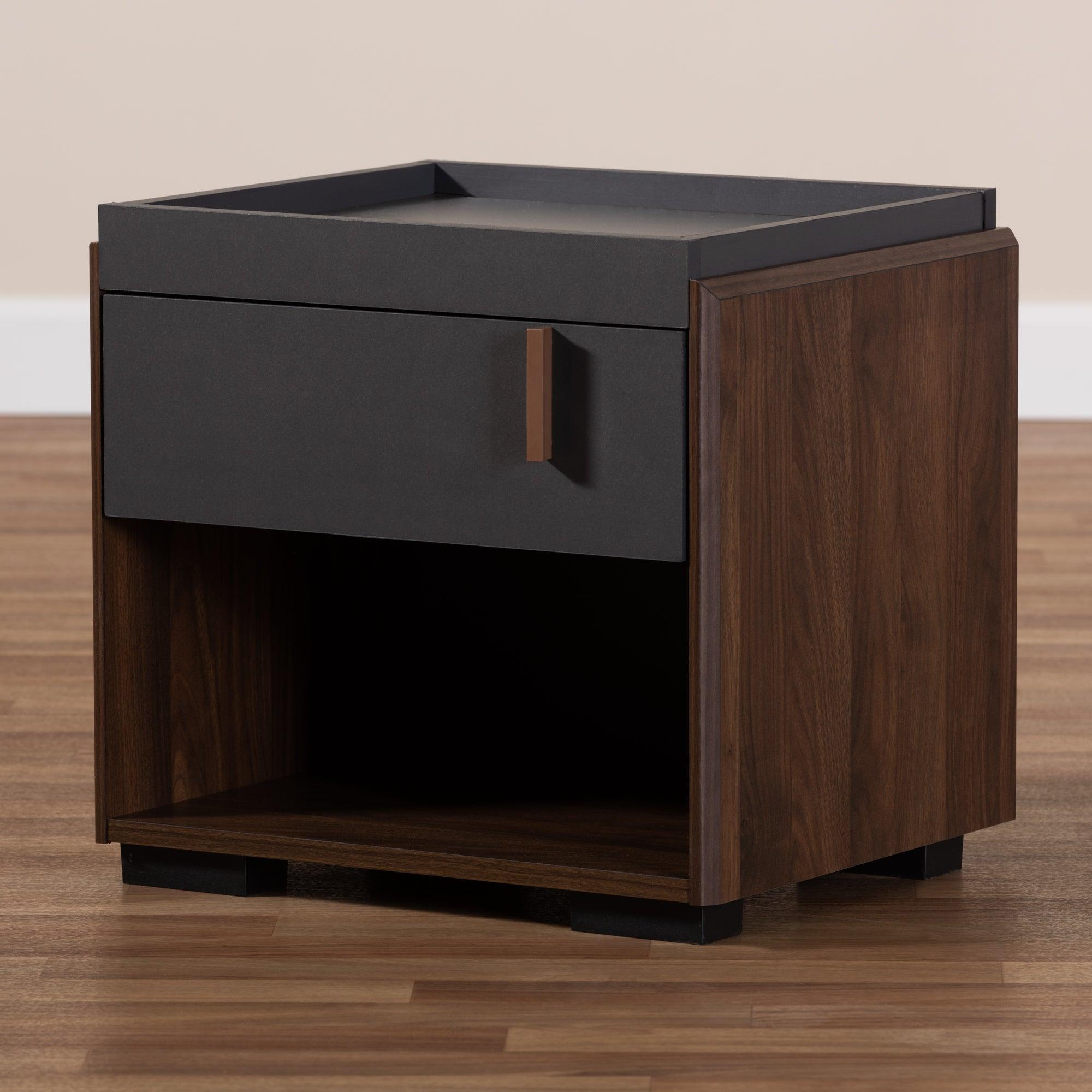 Rikke Modern and Contemporary Two-Tone and Finished Wood 1-Drawer Nightstand