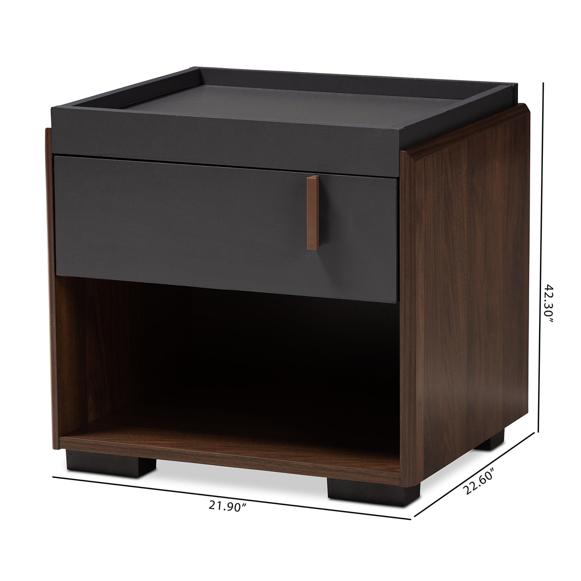 Rikke Modern and Contemporary Two-Tone and Finished Wood 1-Drawer Nightstand