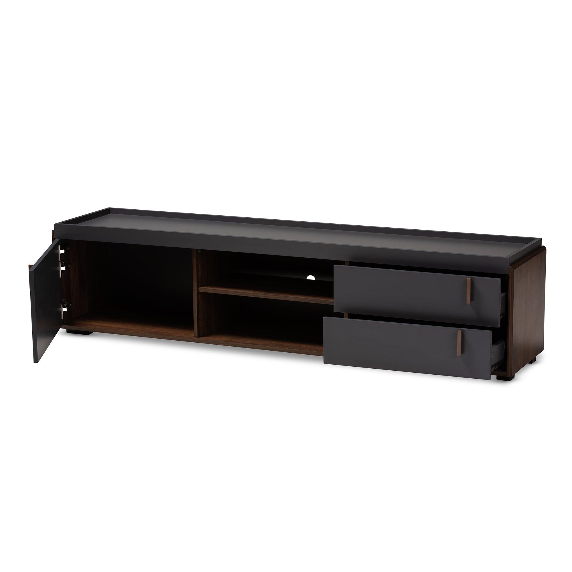 Rikke Modern and Contemporary Two-Tone and Finished Wood 2-Drawer TV Stand