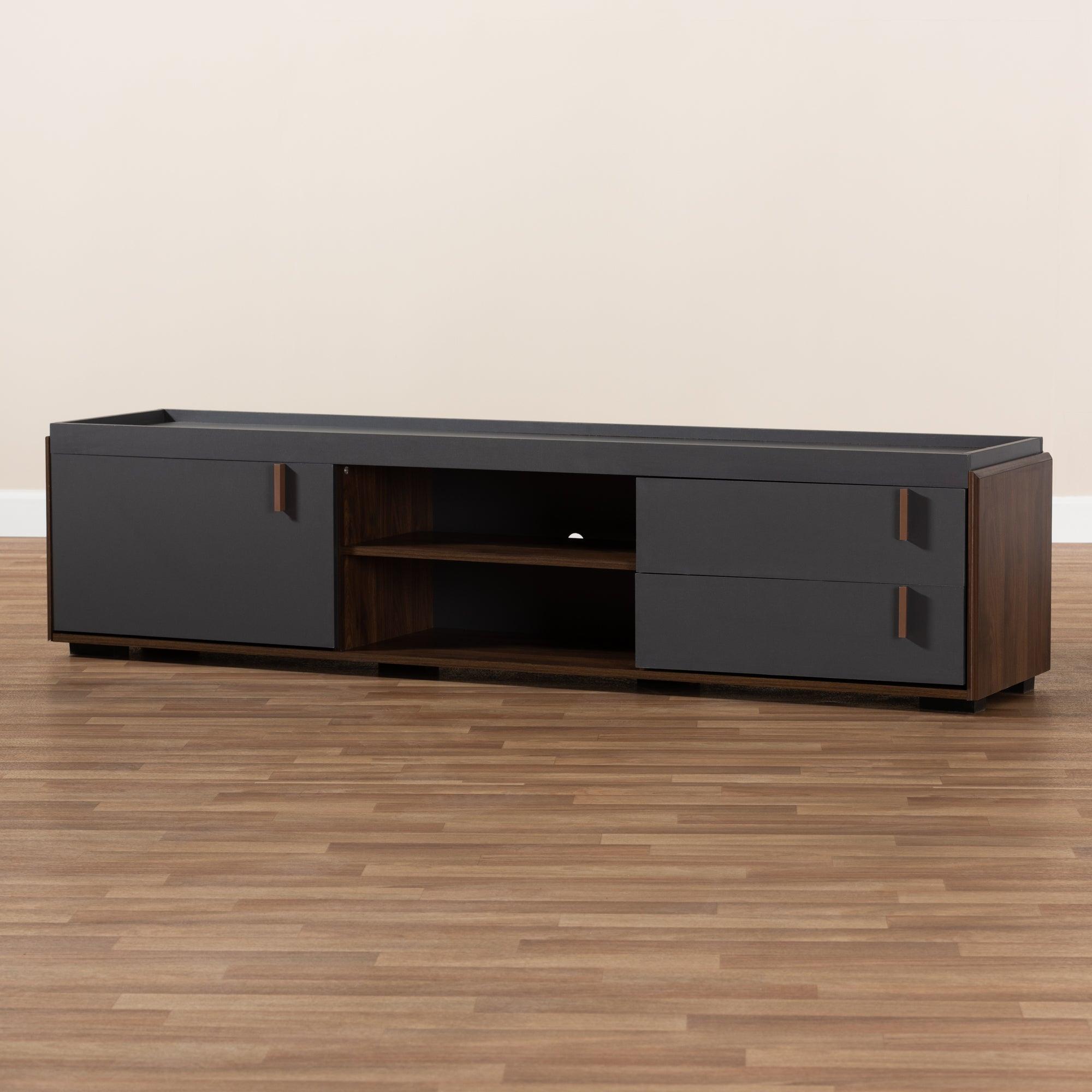 Rikke Modern and Contemporary Two-Tone and Finished Wood 2-Drawer TV Stand