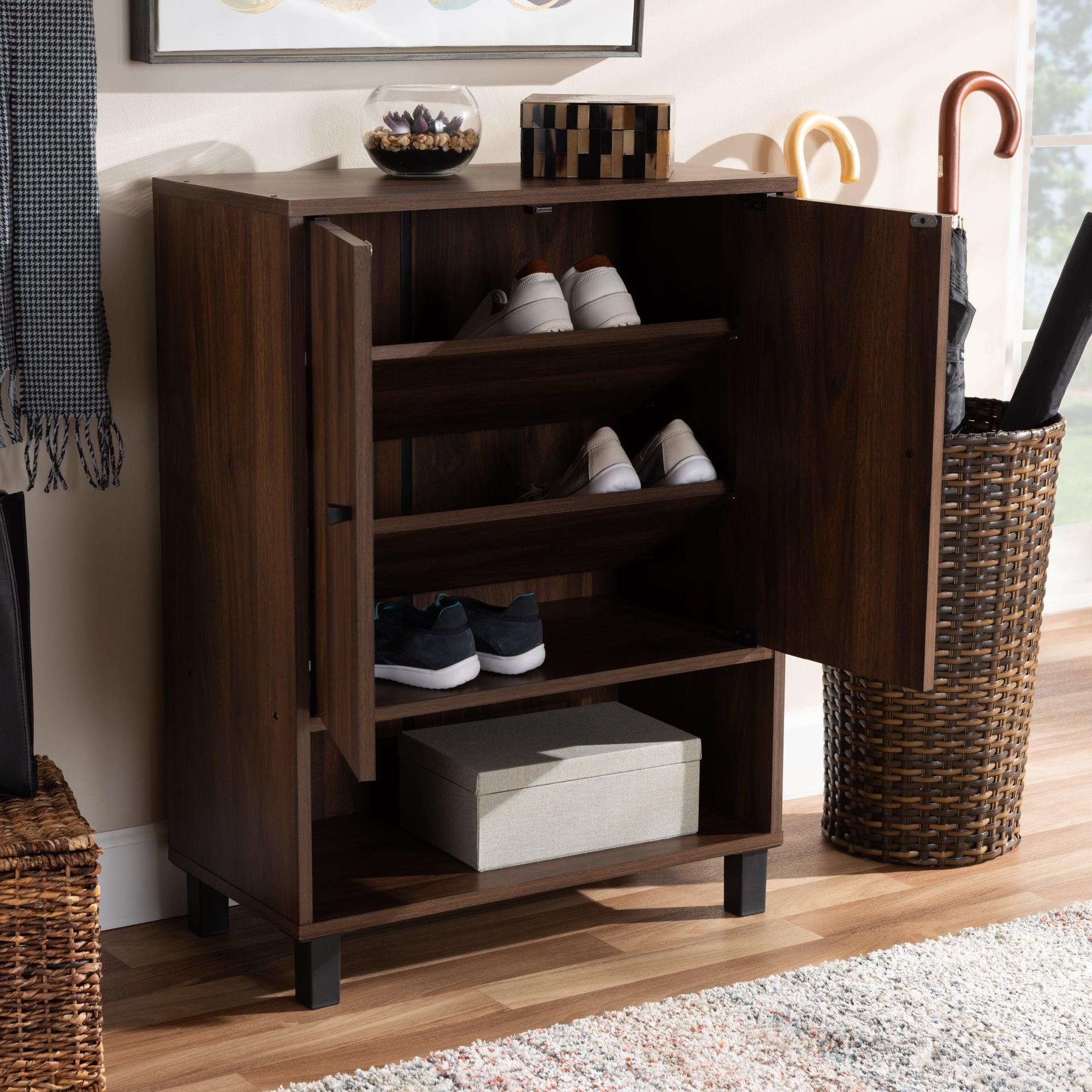 Rossin Modern and Contemporary Finished 2-Door Wood Entryway Shoe Storage Cabinet