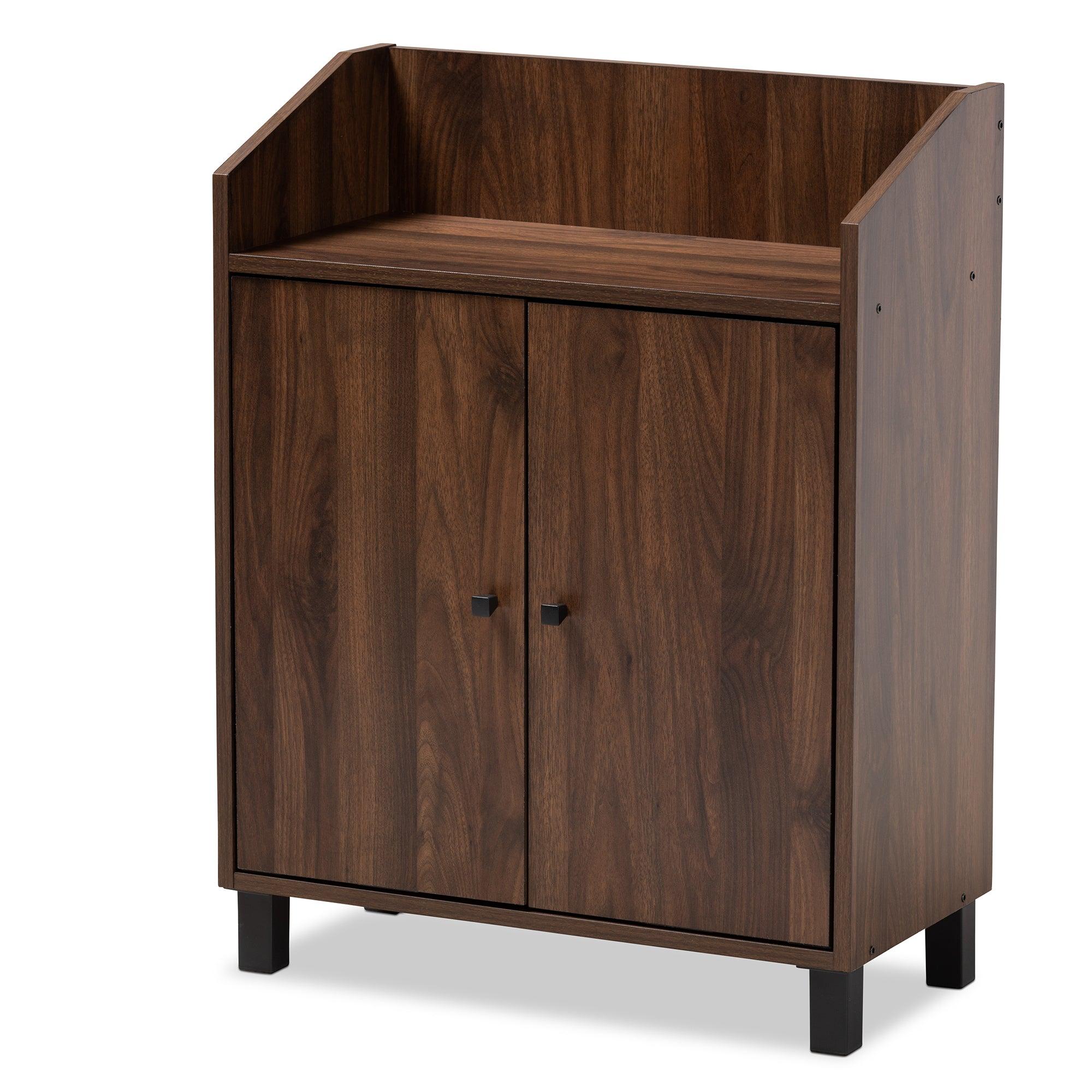 Rossin Modern and Contemporary Finished 2-Door Wood Entryway Shoe Storage Cabinet with Open Shelf