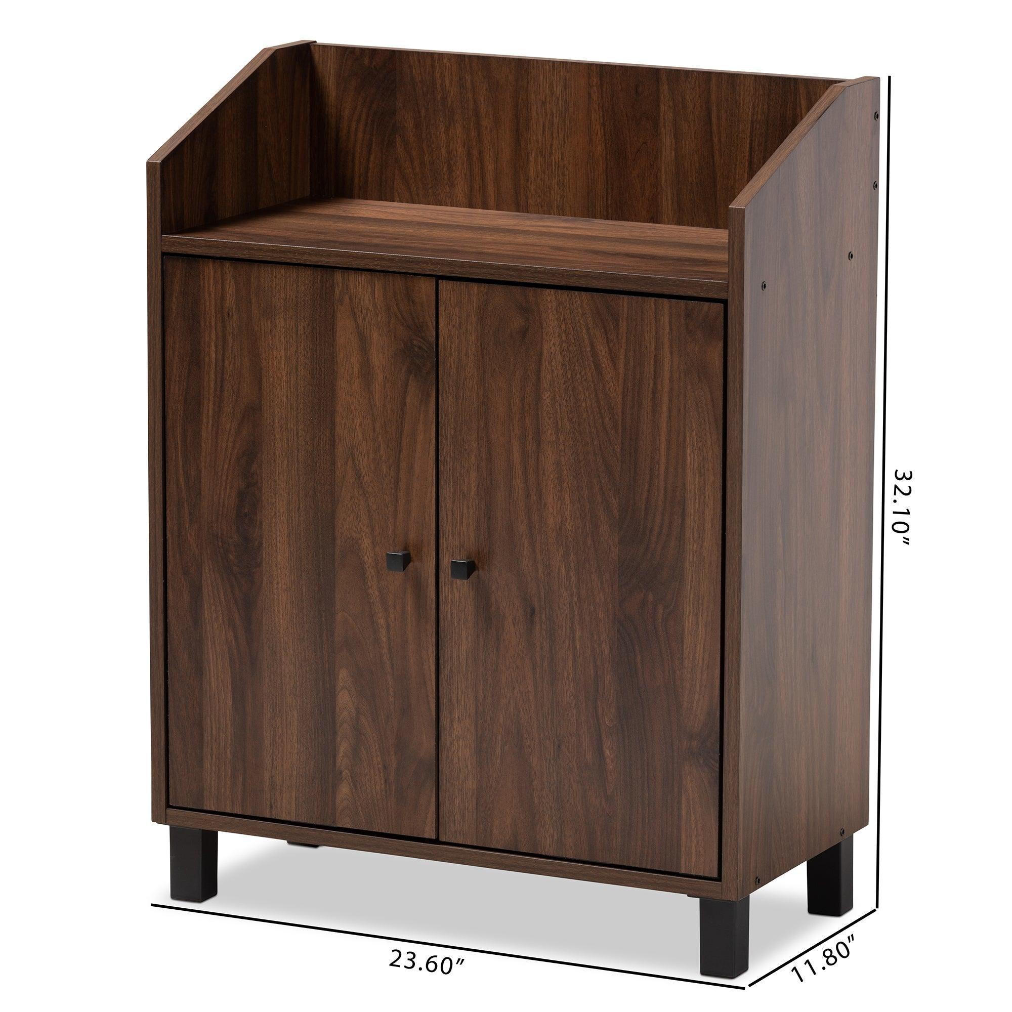 Rossin Modern and Contemporary Finished 2-Door Wood Entryway Shoe Storage Cabinet with Open Shelf