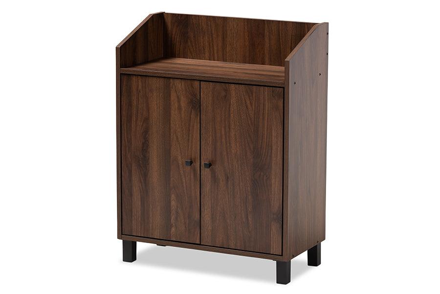 Rossin Modern and Contemporary Finished 2-Door Wood Entryway Shoe Storage Cabinet with Open Shelf