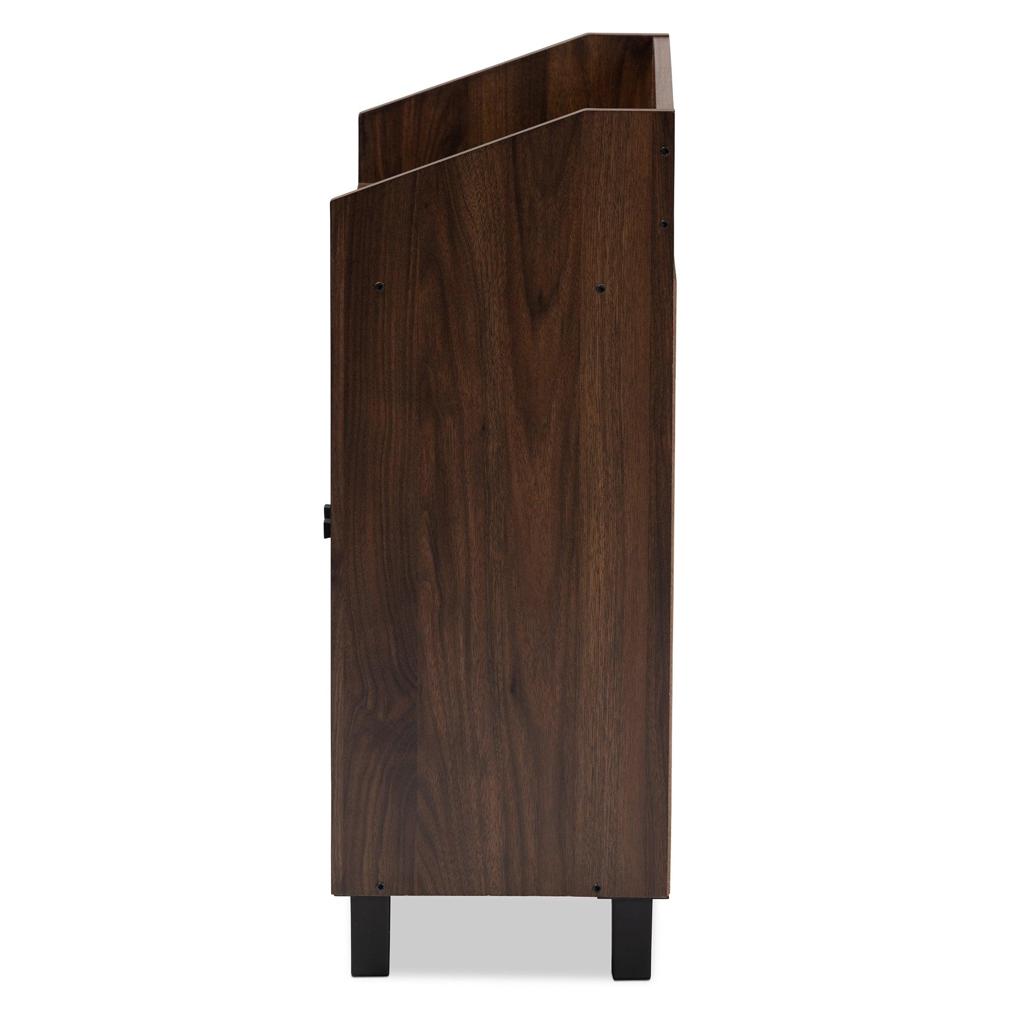 Rossin Modern and Contemporary Finished 2-Door Wood Entryway Shoe Storage Cabinet with Open Shelf