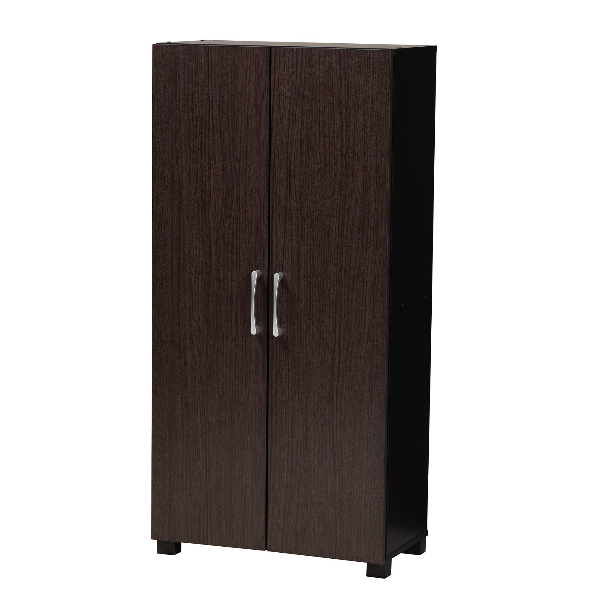 Marine Modern and Contemporary Two-Tone and Finished 2-Door Wood Entryway Shoe Storage Cabinet