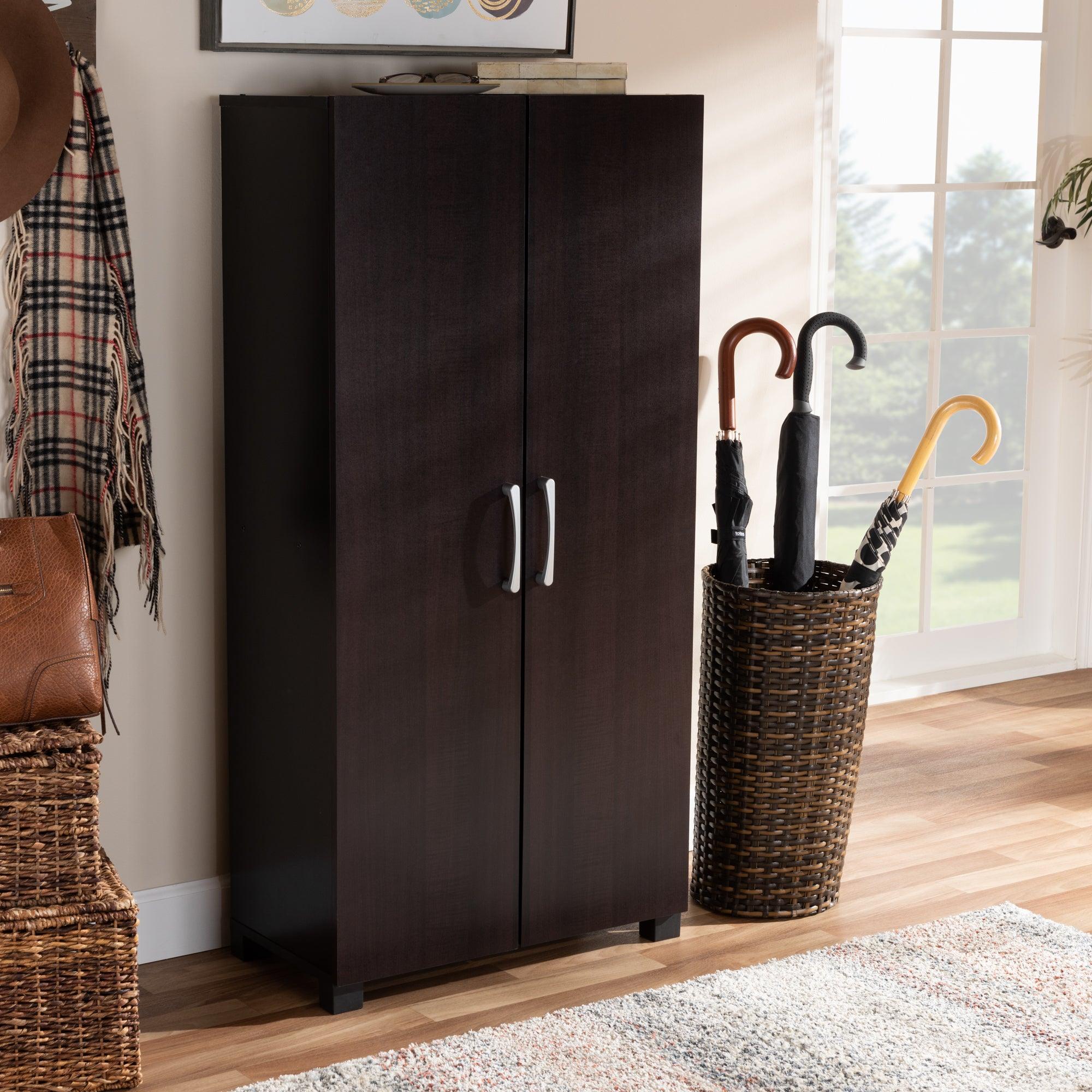 Marine Modern and Contemporary Two-Tone and Finished 2-Door Wood Entryway Shoe Storage Cabinet