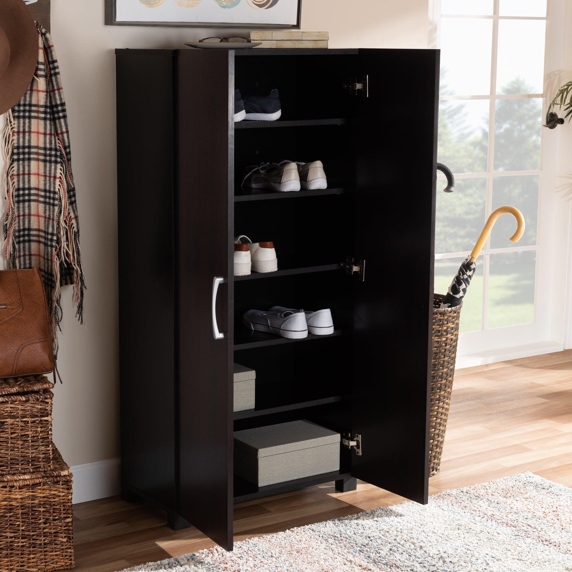 Marine Modern and Contemporary Two-Tone and Finished 2-Door Wood Entryway Shoe Storage Cabinet