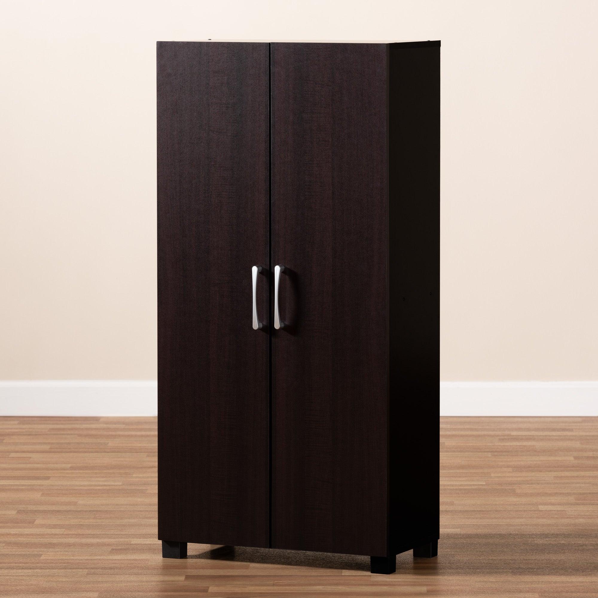 Marine Modern and Contemporary Two-Tone and Finished 2-Door Wood Entryway Shoe Storage Cabinet