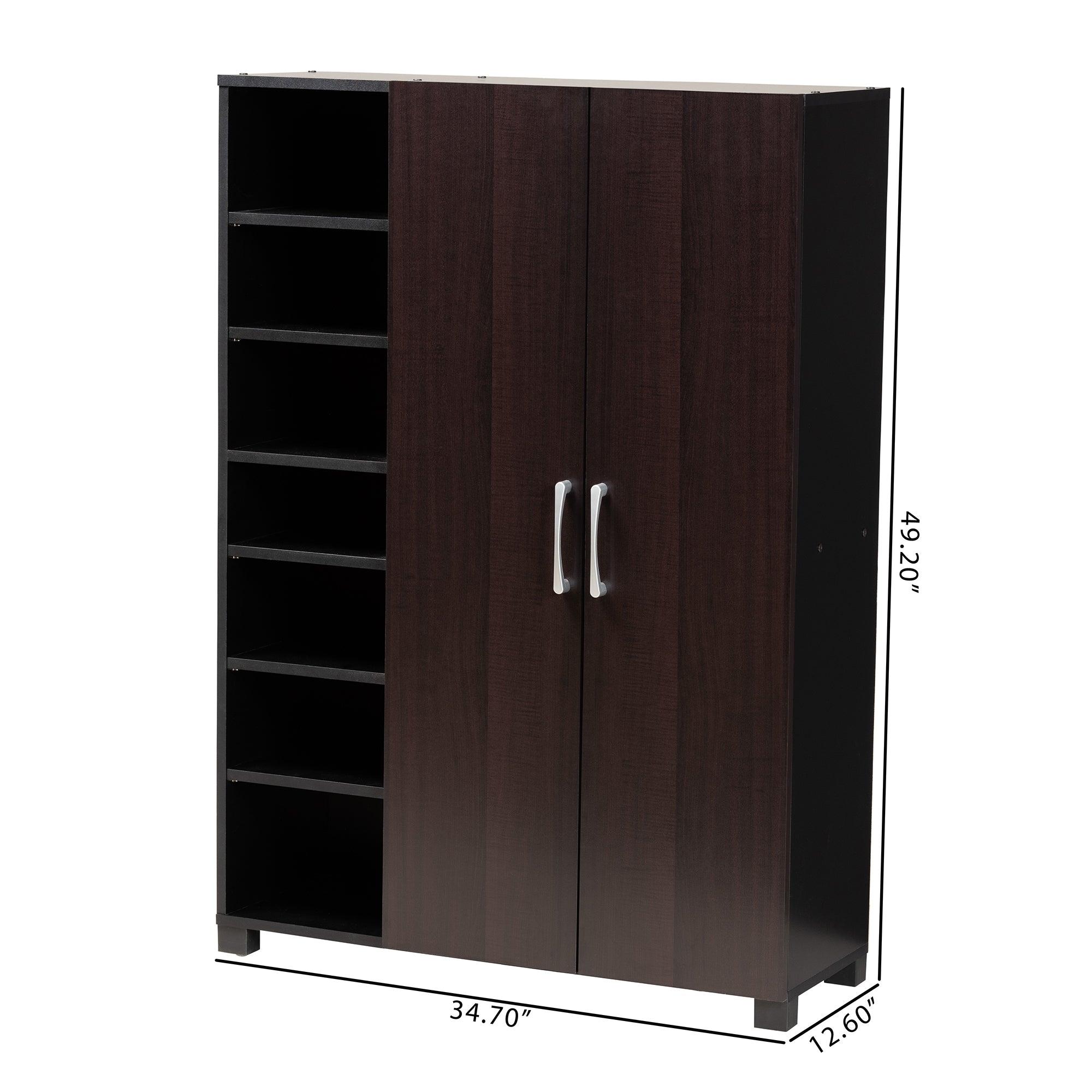 Marine Modern and Contemporary Two-Tone and Finished 2-Door Wood Entryway Shoe Storage Cabinet with Open Shelves