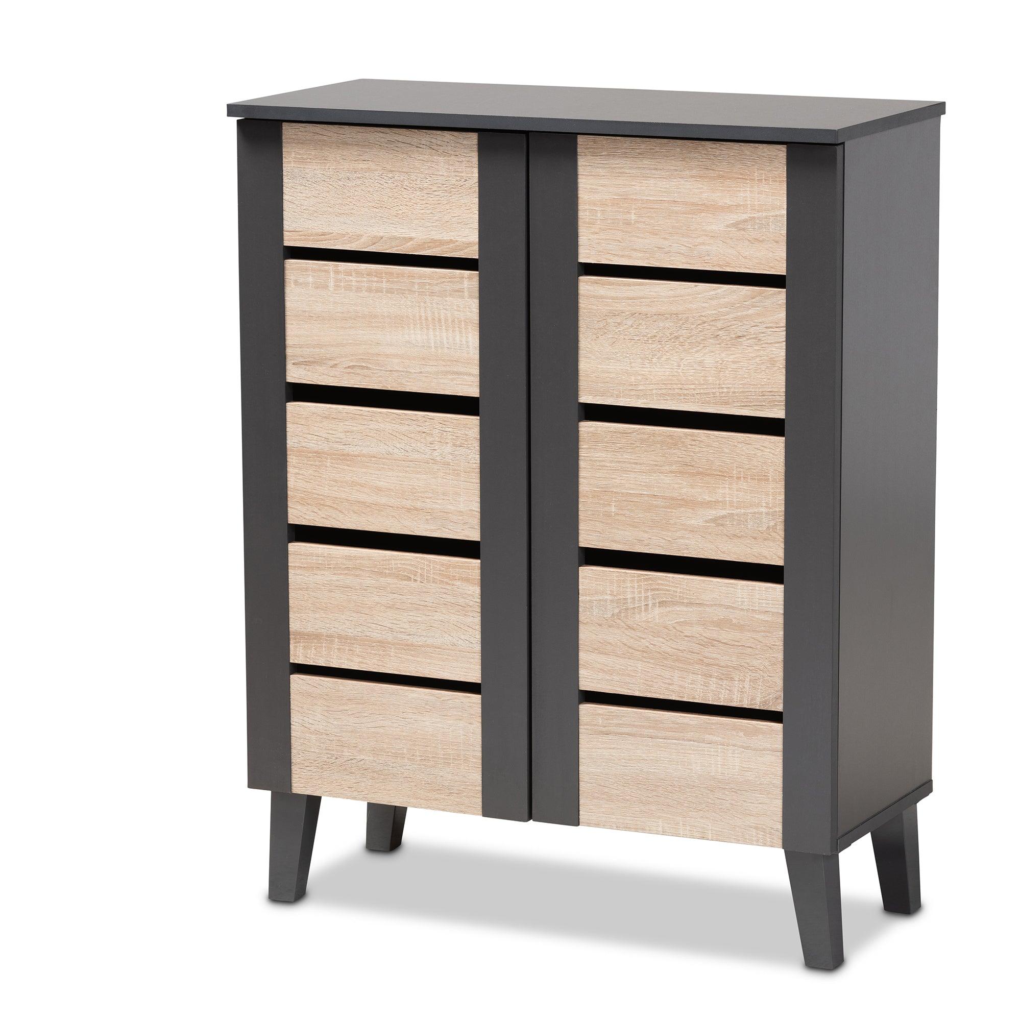 Melle Modern and Contemporary Two-Tone and 2-Door Wood Entryway Shoe Storage Cabinet