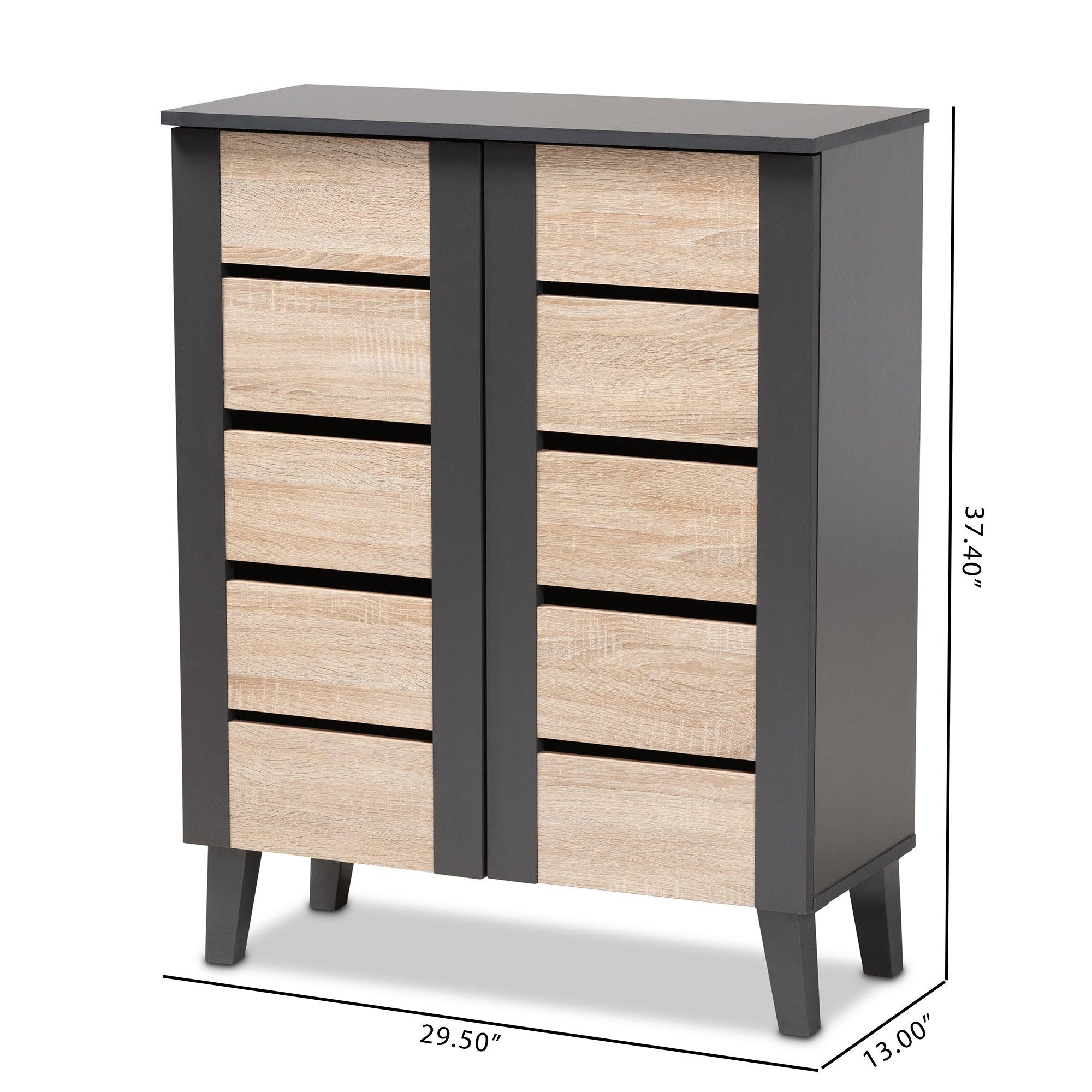 Melle Modern and Contemporary Two-Tone and 2-Door Wood Entryway Shoe Storage Cabinet