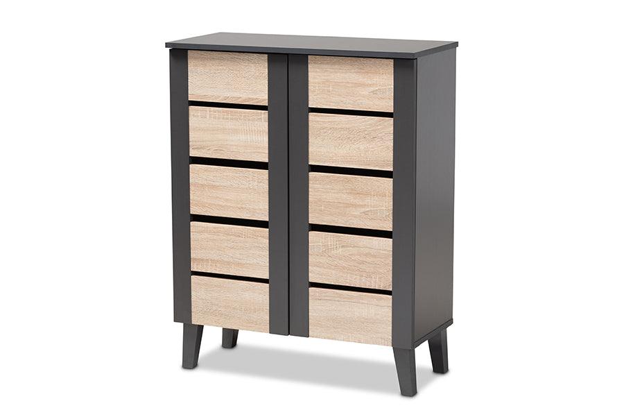 Melle Modern and Contemporary Two-Tone and 2-Door Wood Entryway Shoe Storage Cabinet