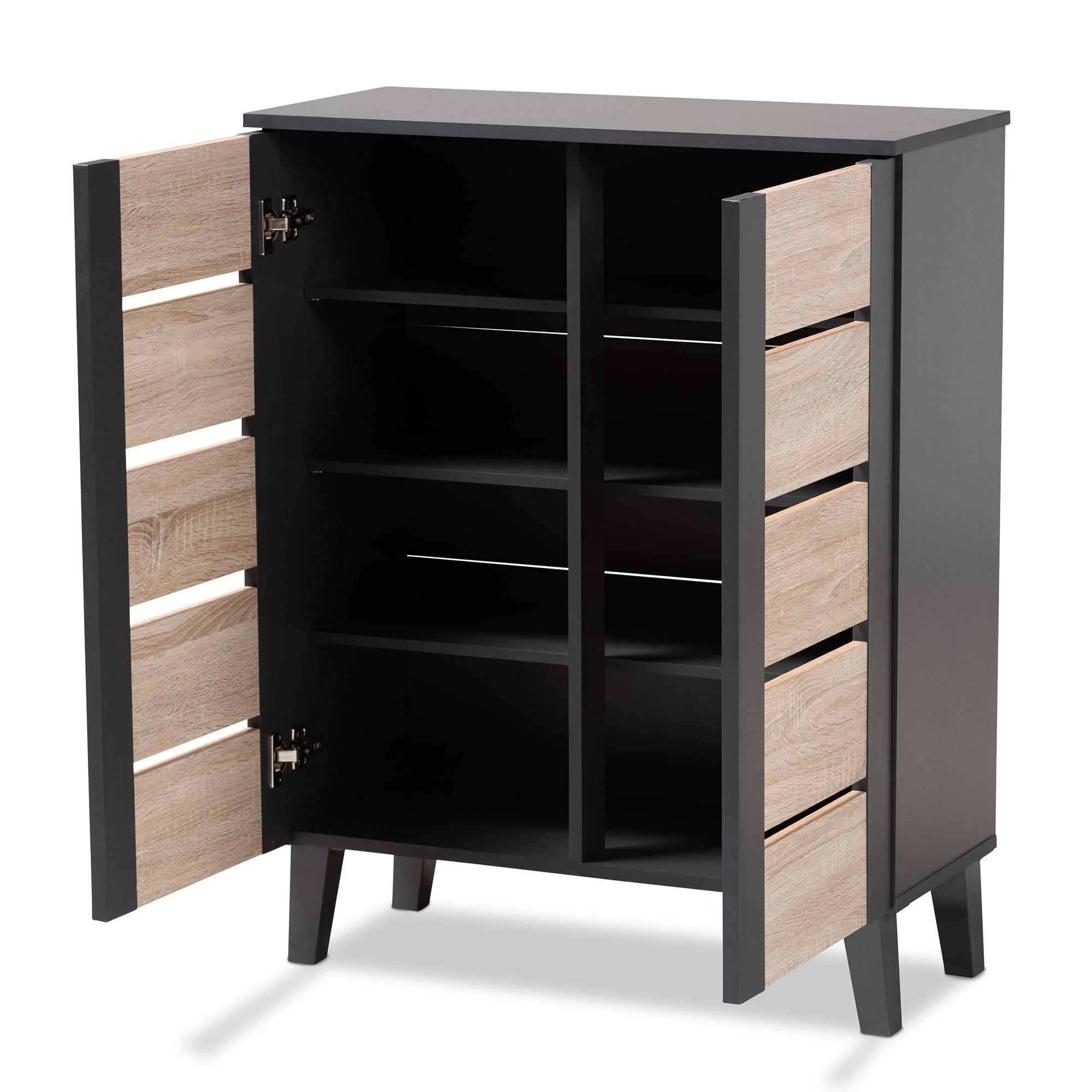 Melle Modern and Contemporary Two-Tone and 2-Door Wood Entryway Shoe Storage Cabinet