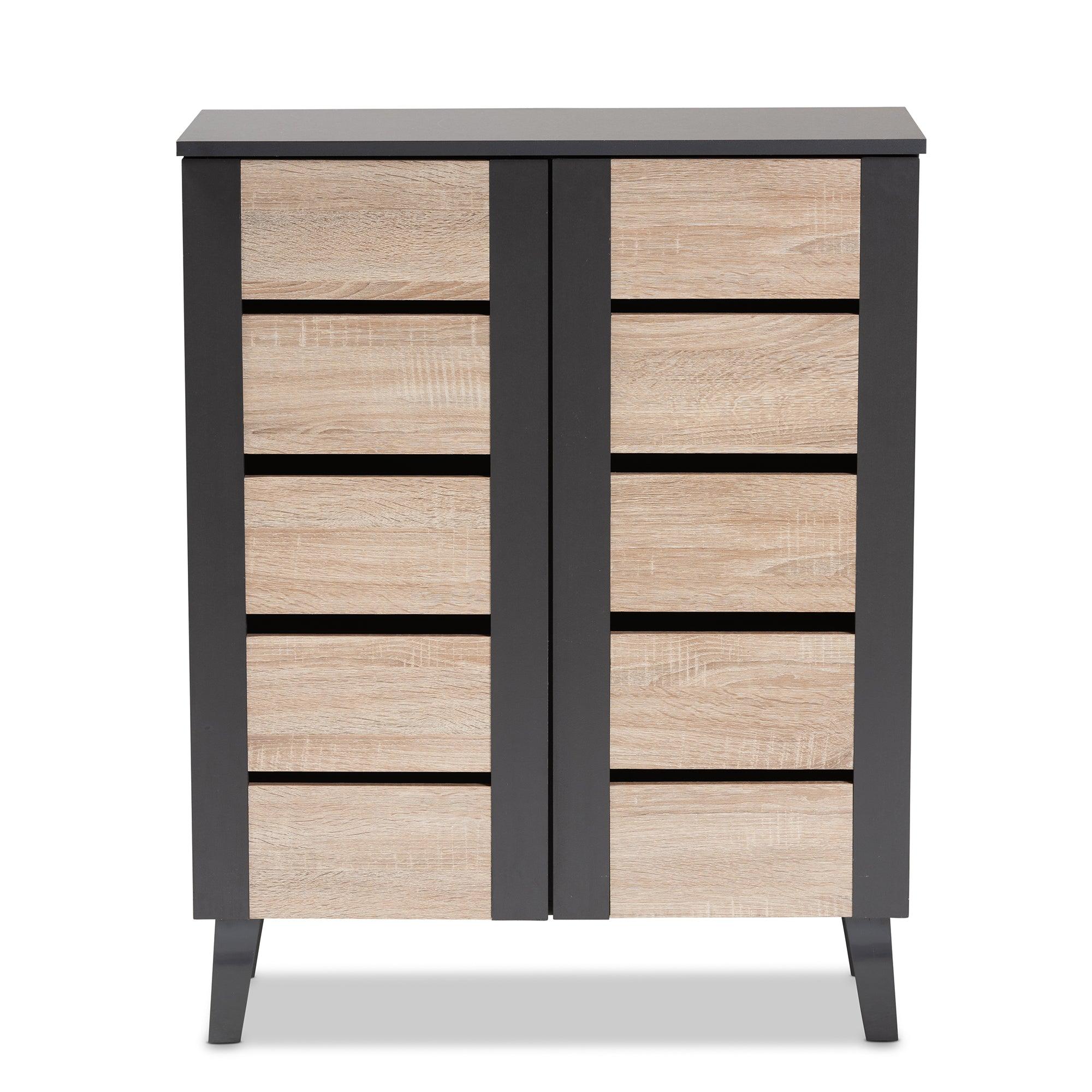 Melle Modern and Contemporary Two-Tone and 2-Door Wood Entryway Shoe Storage Cabinet