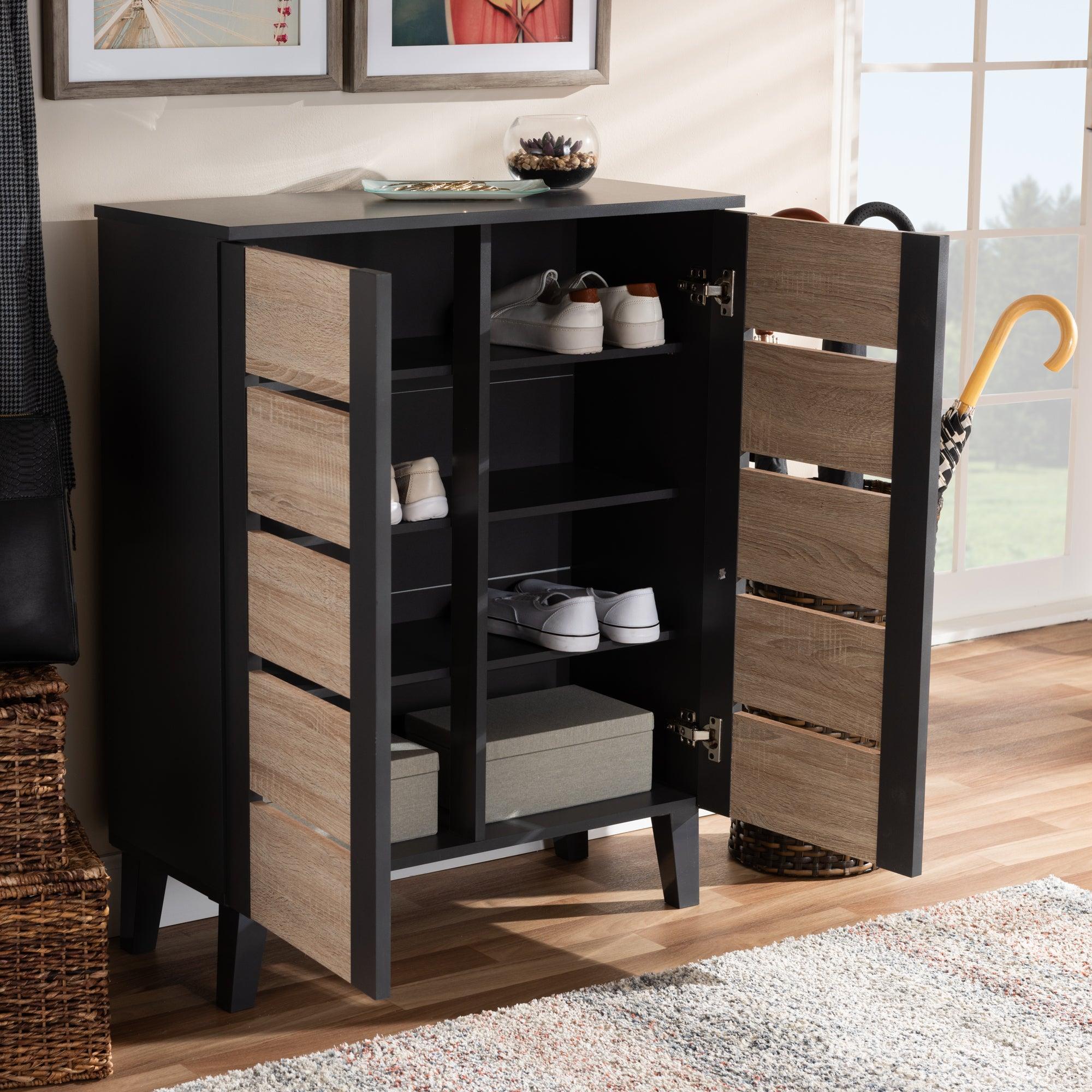 Melle Modern and Contemporary Two-Tone and 2-Door Wood Entryway Shoe Storage Cabinet